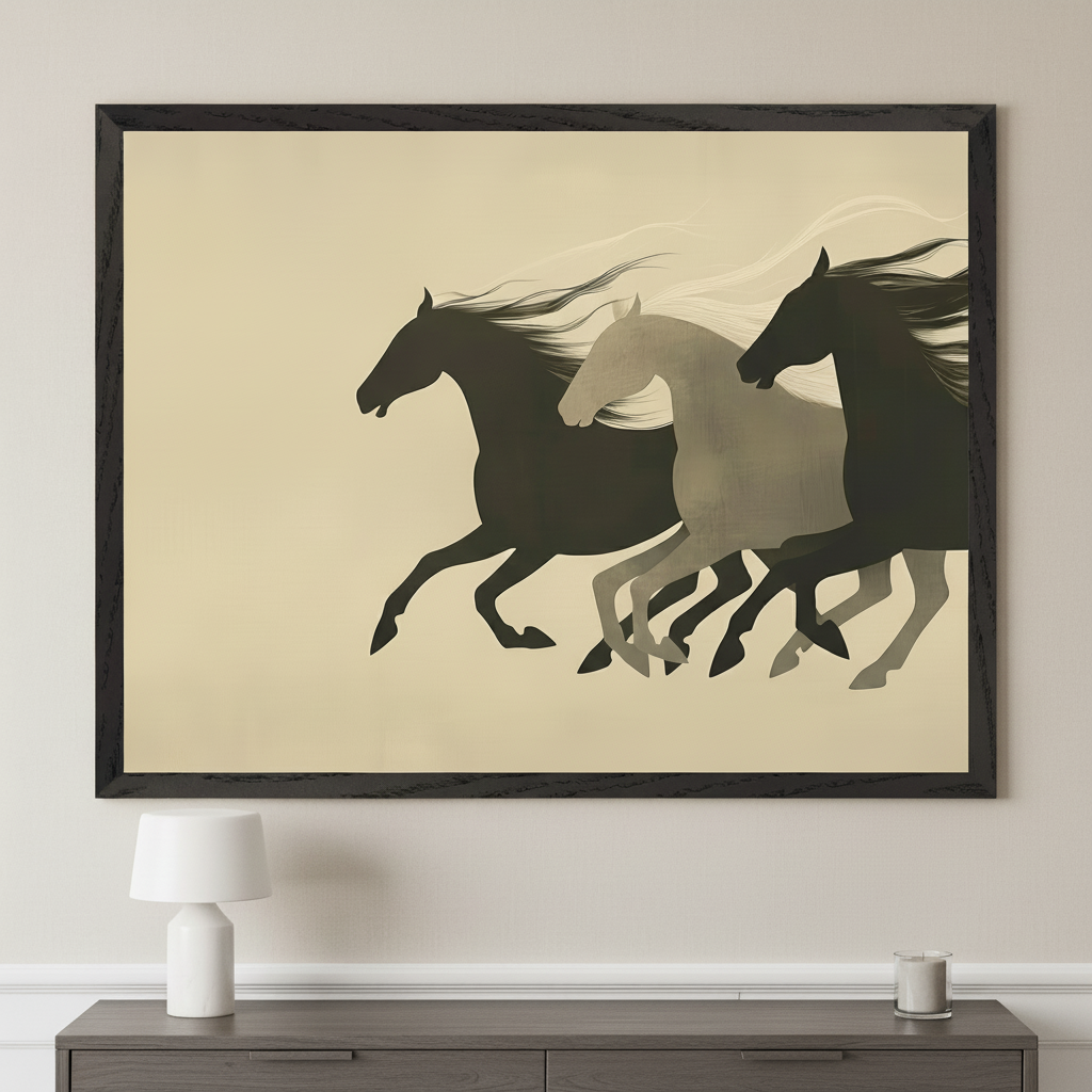 Spirit Strides - Horses Framed Wall Art for Living Room, Bedroom or Office