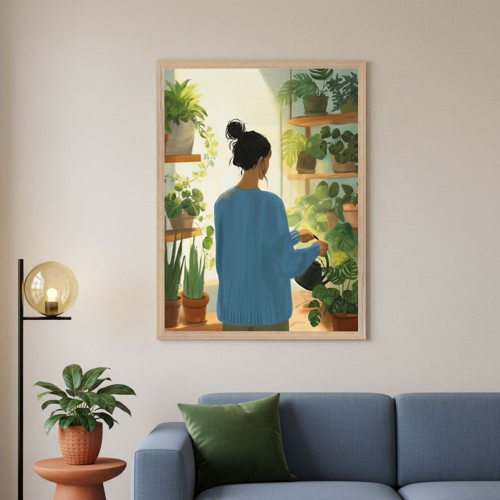 Indoor Oasis - Houseplants Wall Art for Living Room, Bedroom or Office