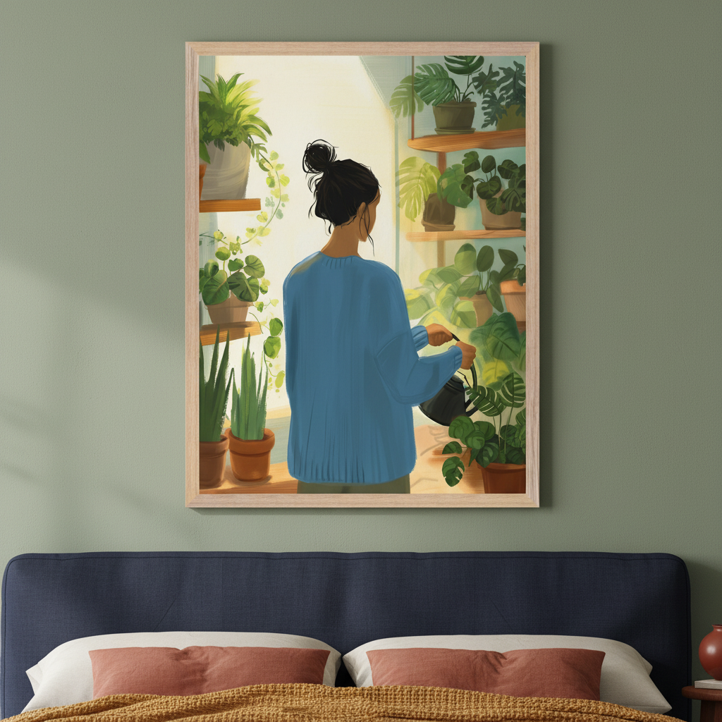 Indoor Oasis - Houseplants Wall Art for Living Room, Bedroom or Office