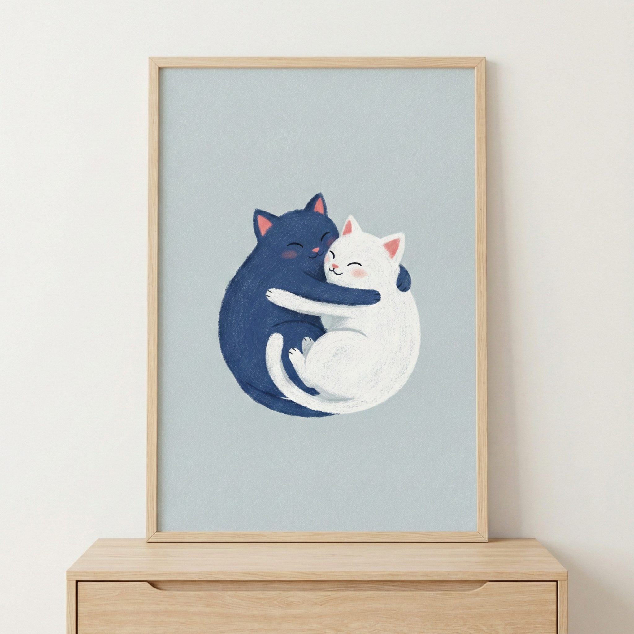 Hugging Cats Artwork - Purrfect Harmony