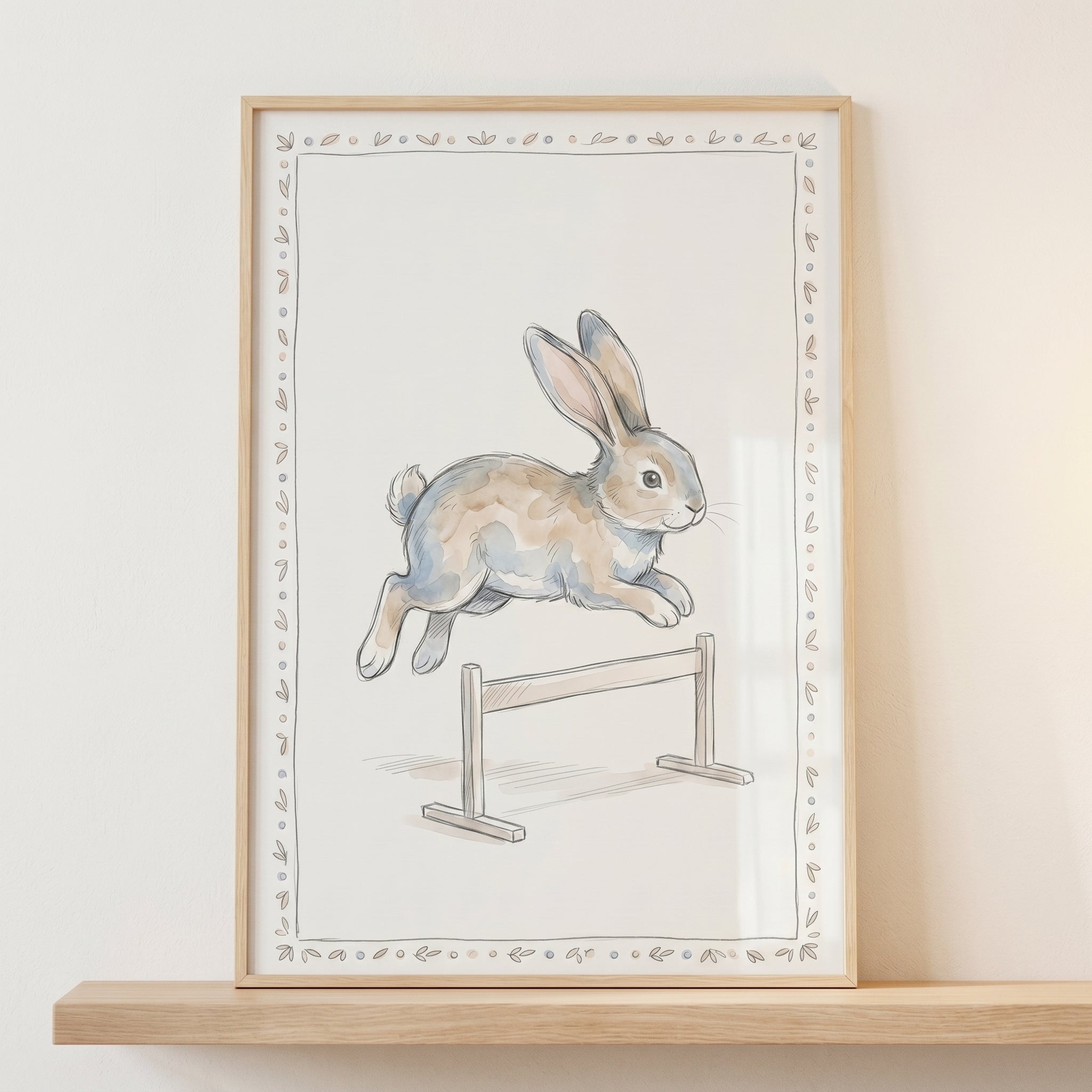 Hurdle Rabbit Wall Art - Leaping Hare Sketch