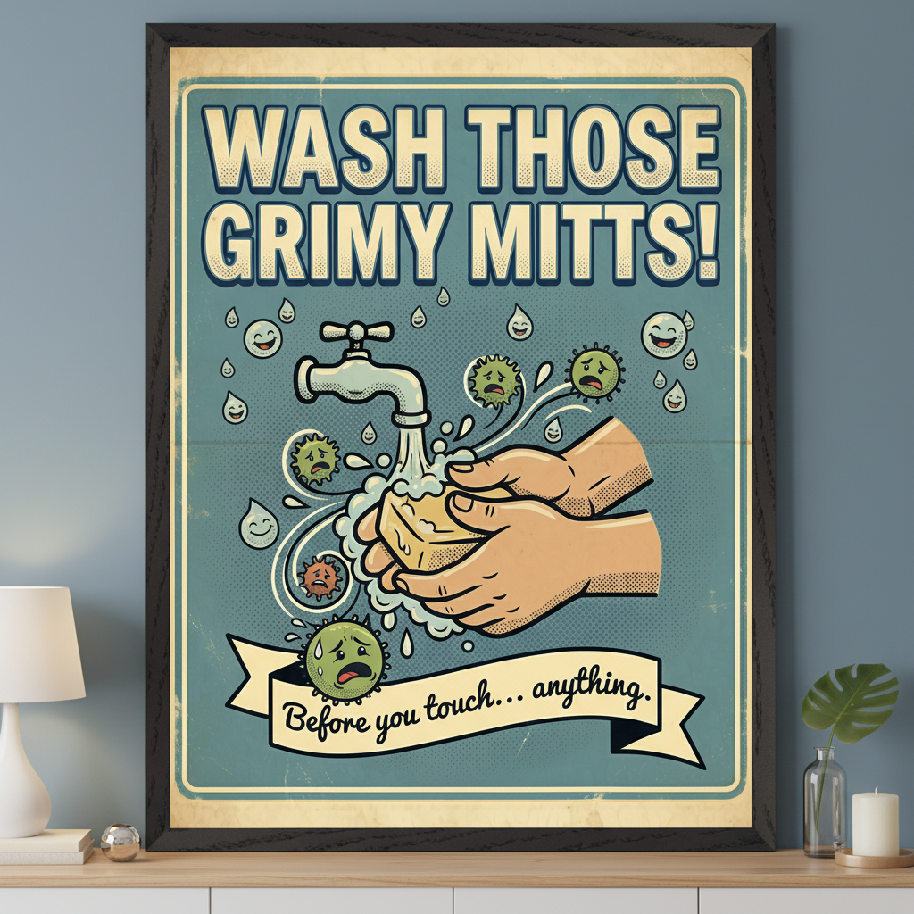 Daily Renewal - Handwashing Framed Wall Art for Living Room, Bedroom or Office