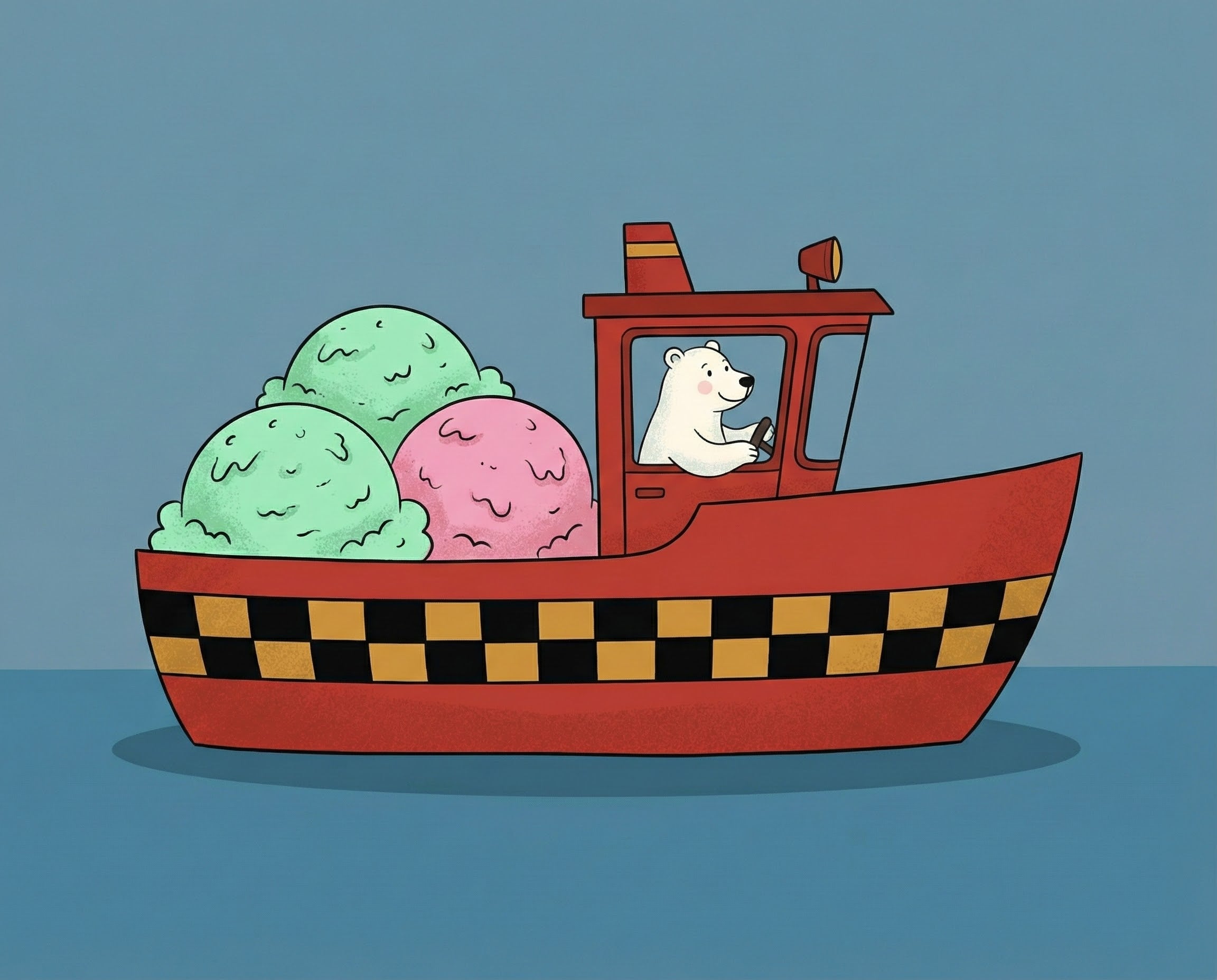 Beary Sweet Ride - Ice Cream Boat Framed Wall Art for Nursery, Playroom or Kids Bedrooms