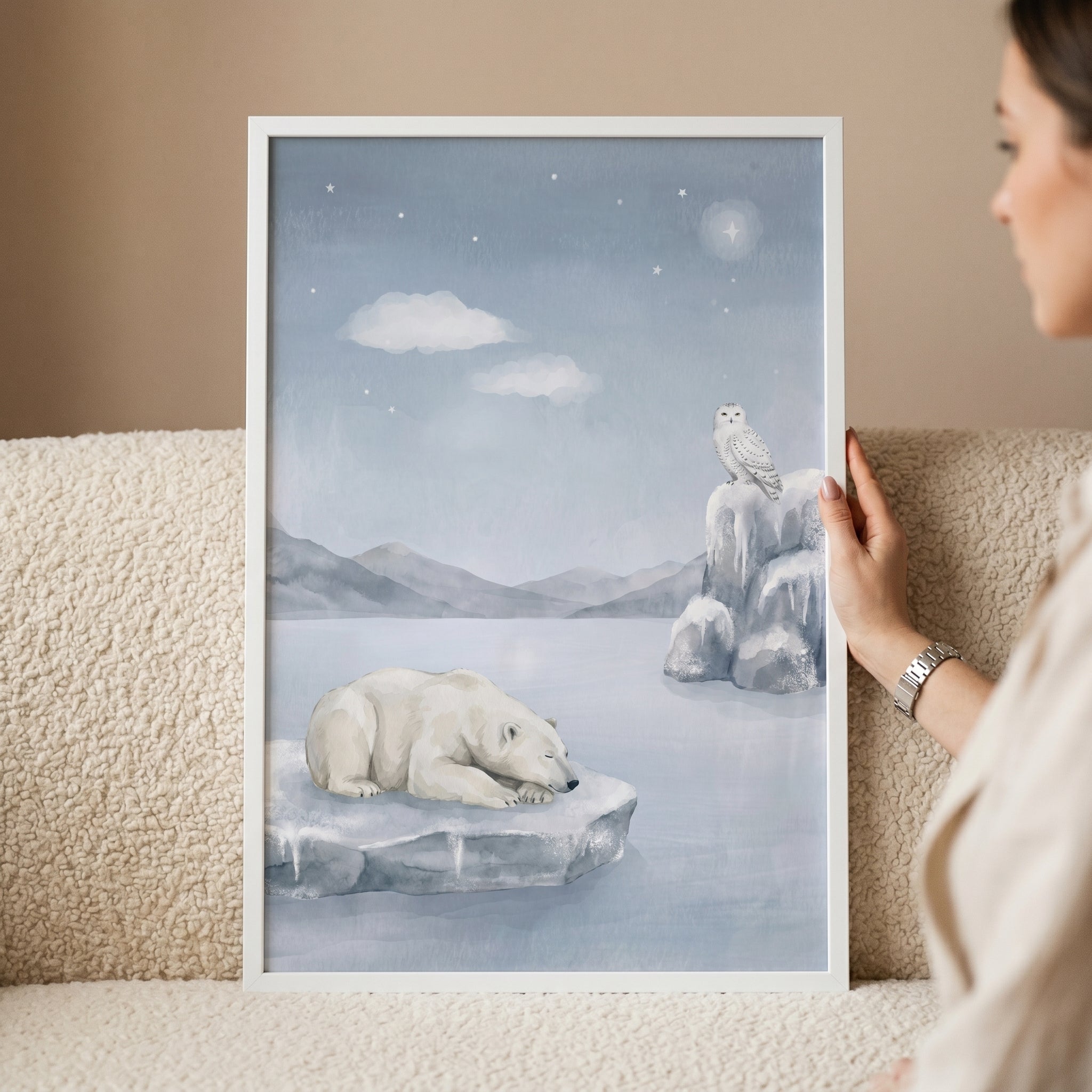 Ice Floe Polar Bear Wall Art - Starlit Polar Night