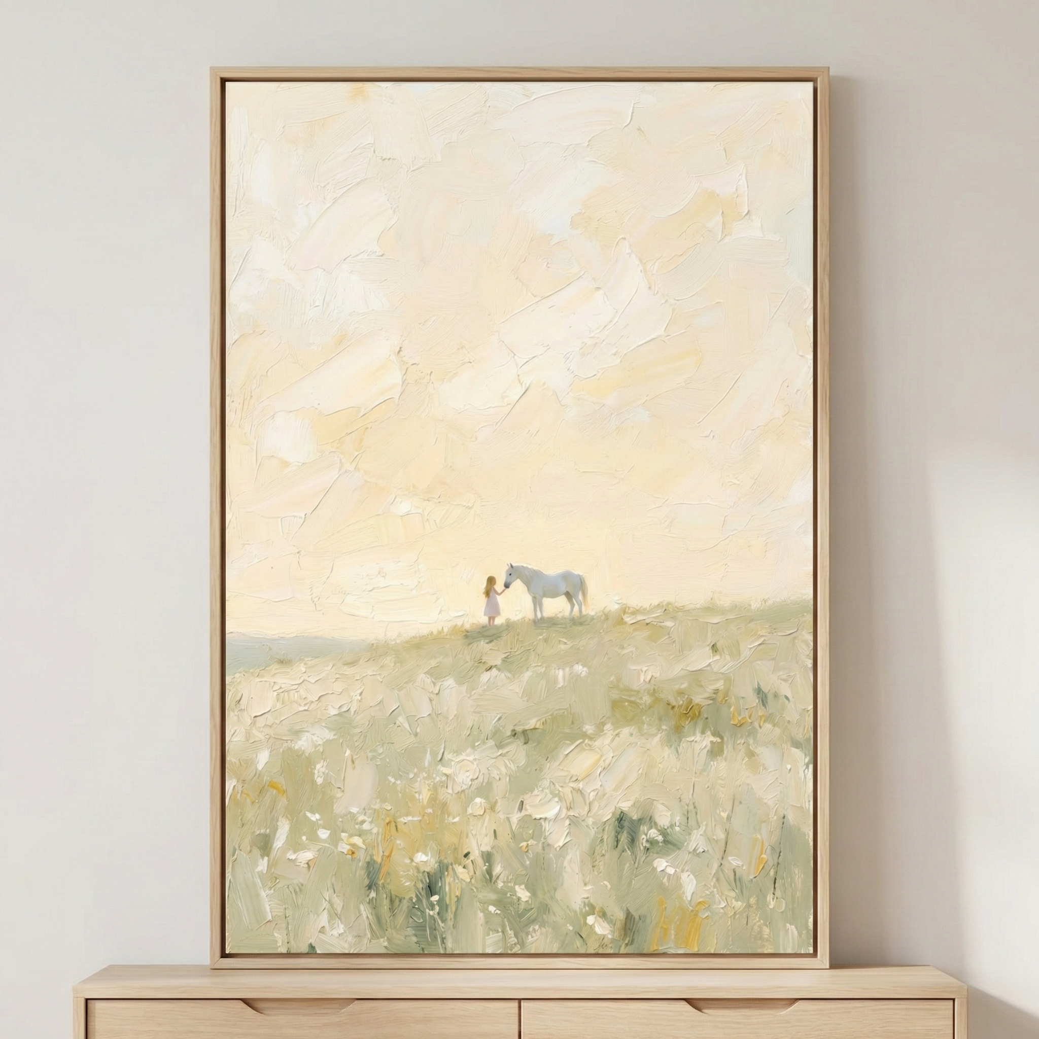 Girl And Horse Wall Art - Quiet Hillside Bond
