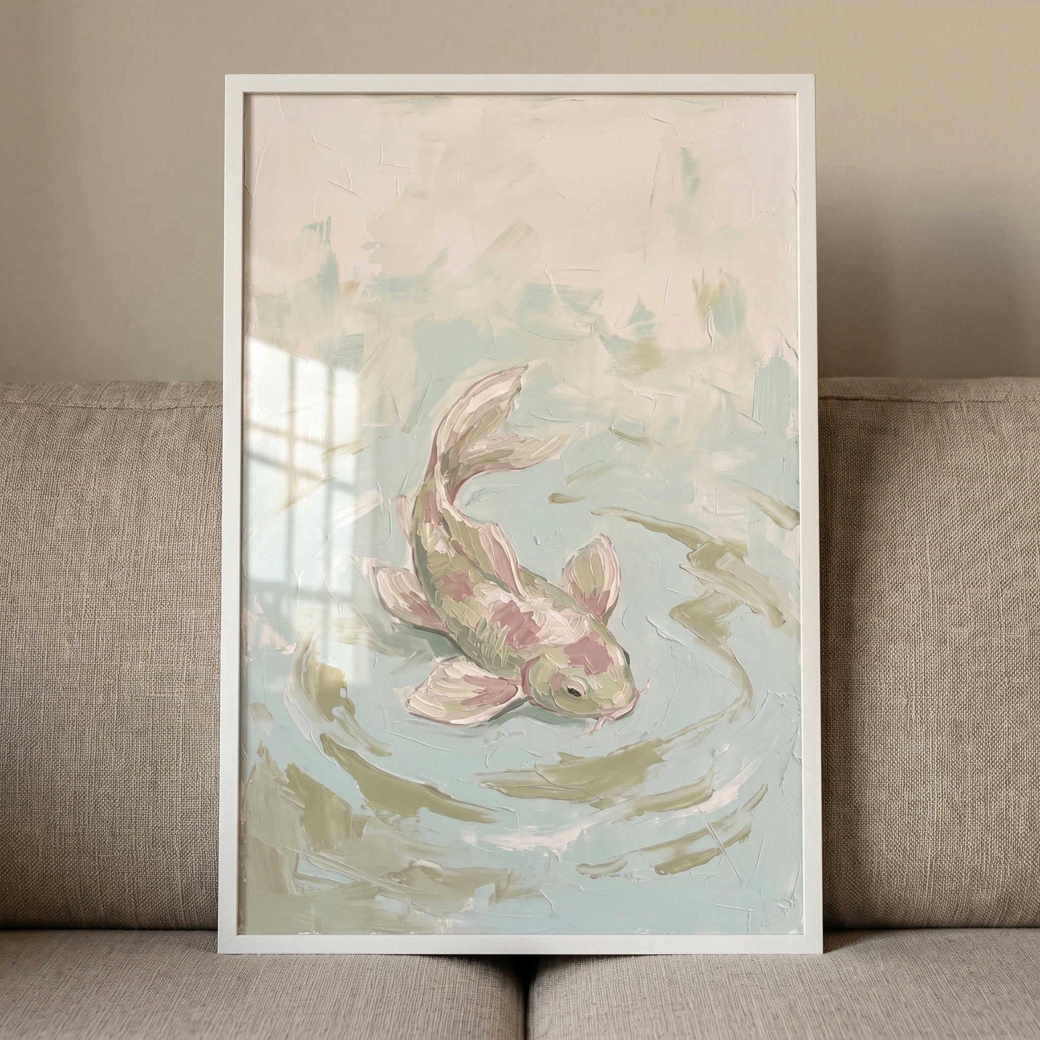 Impasto Textured Koi Fish Wall Art - Serene Koi Drift