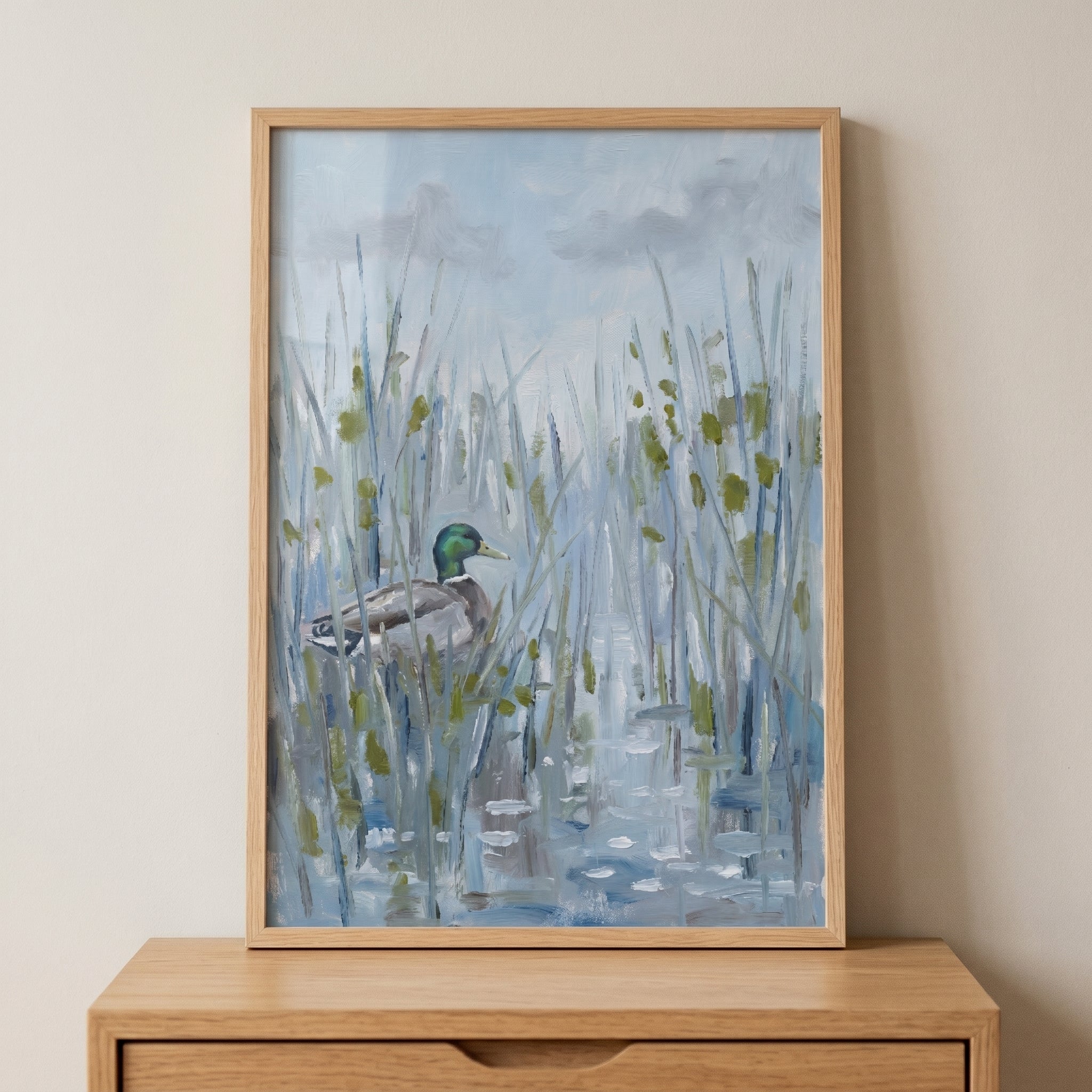 Impressionist Marshland Mallard Duck Wall Art - Marshland Mallard