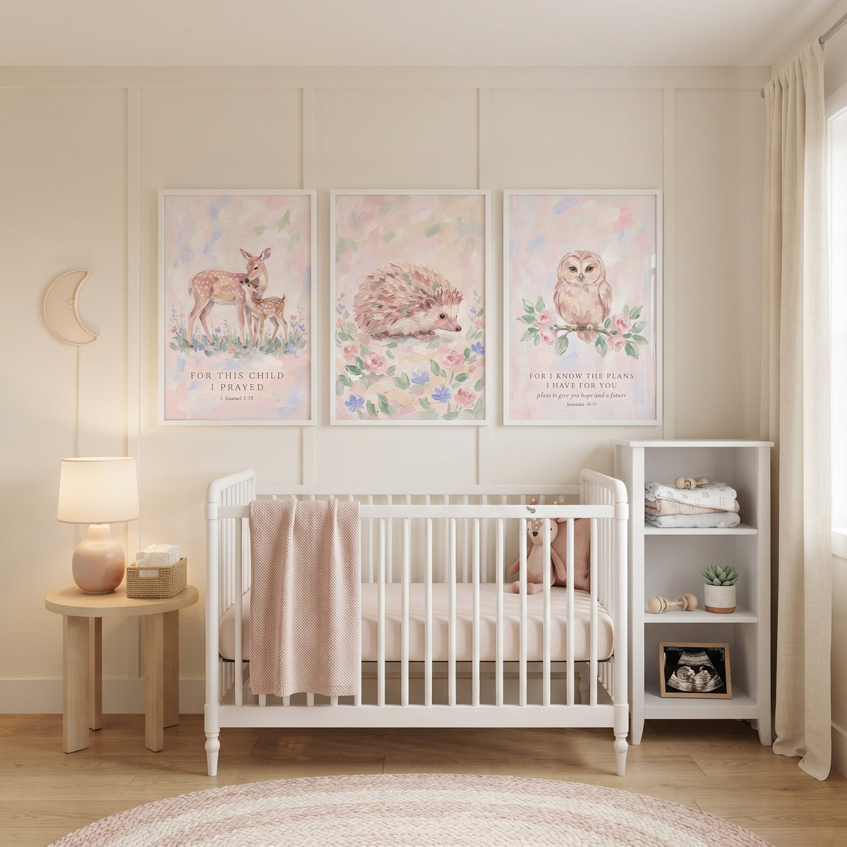 Impressionist Petal Woodland Animals Artwork Set of 3 - Whimsical Woodland Blessings
