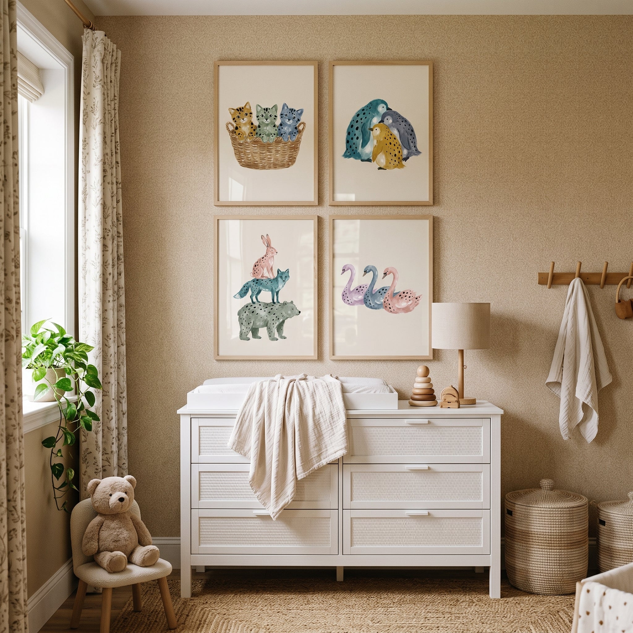 Indigo Ochre Speckled Animal Wall Art Set of 4 - Speckled Critter Collection