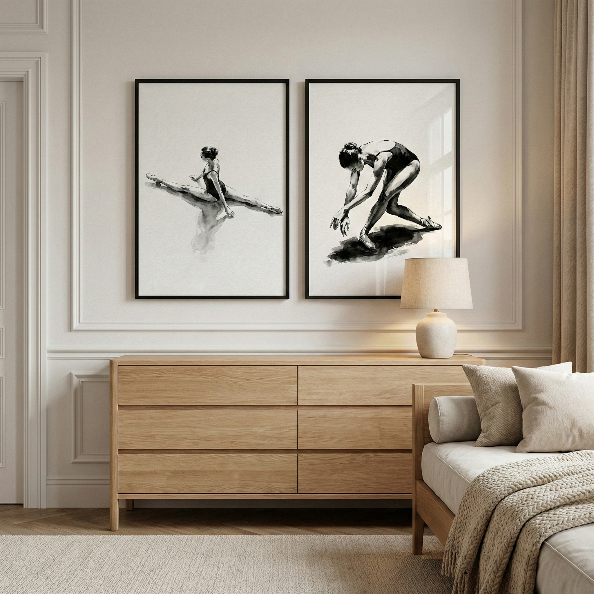 Ink Ballerina Wall Art Set of 2 - Graceful Motion Ink