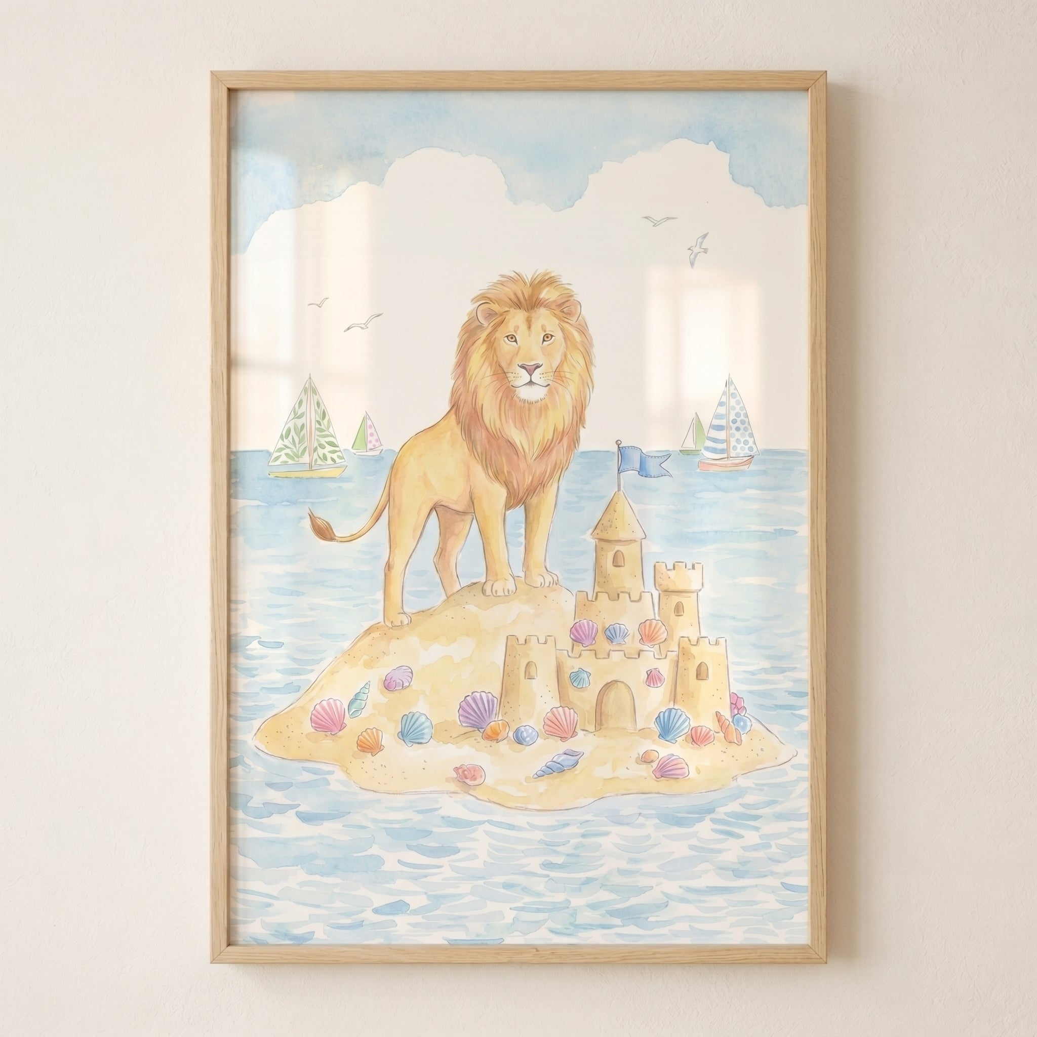 Island Sandcastle Beach Lion Wall Art - King Of Sandcastles