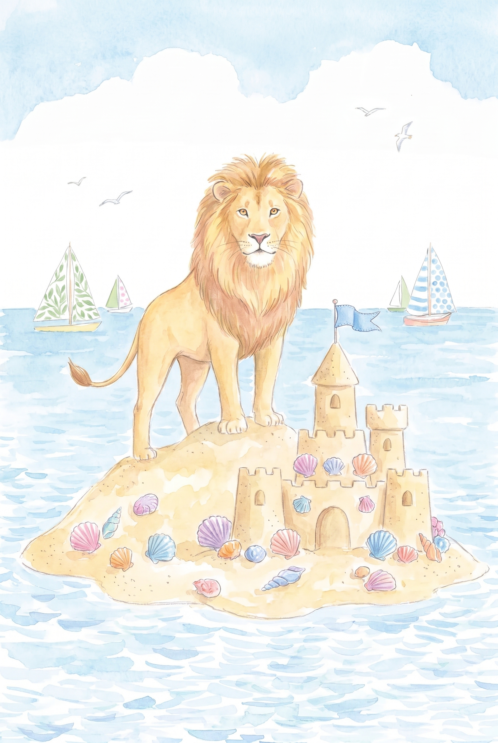 Island Sandcastle Beach Lion Wall Art - King Of Sandcastles