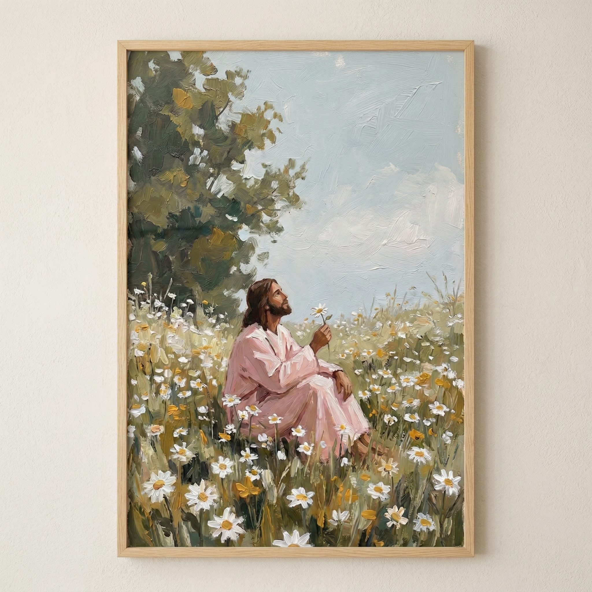 Jesus Christ Daisy Field Wall Art - Jesus In Bloom