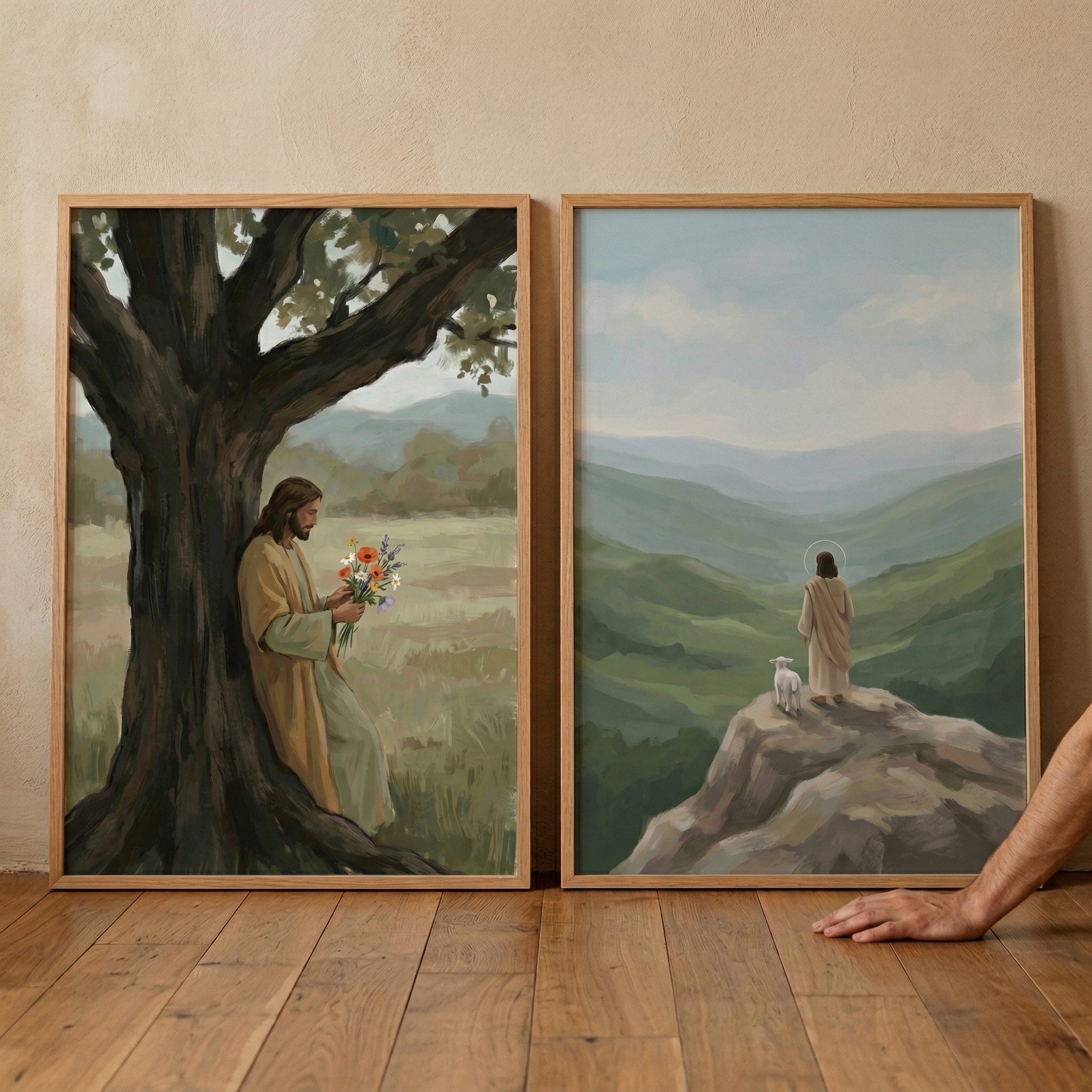 Jesus Christ Kids Wall Art Set of 2 - Jesus In Nature