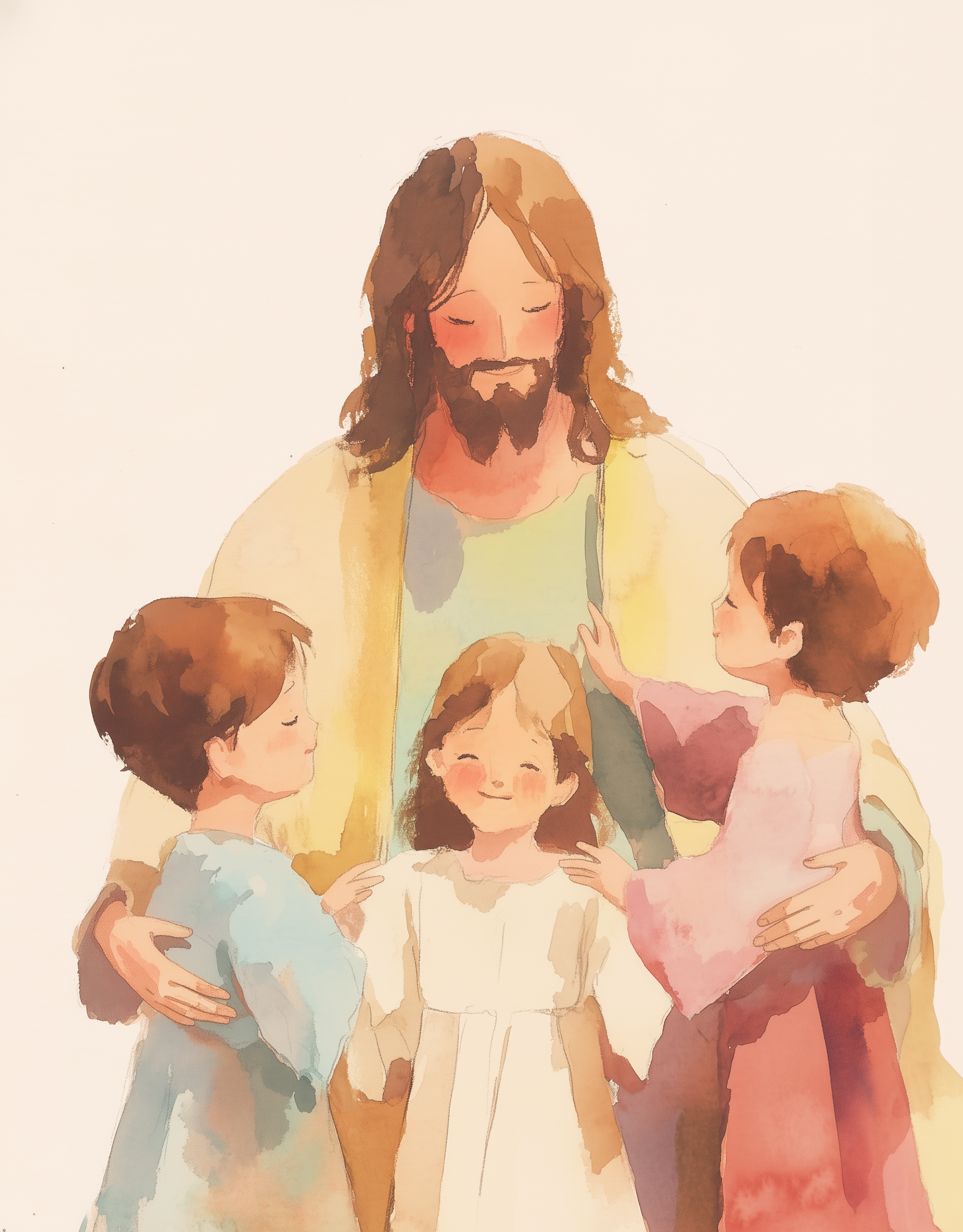 Happy Hearts Gather - Jesus Wall Art for Nursery, Playroom or Kids Bedrooms
