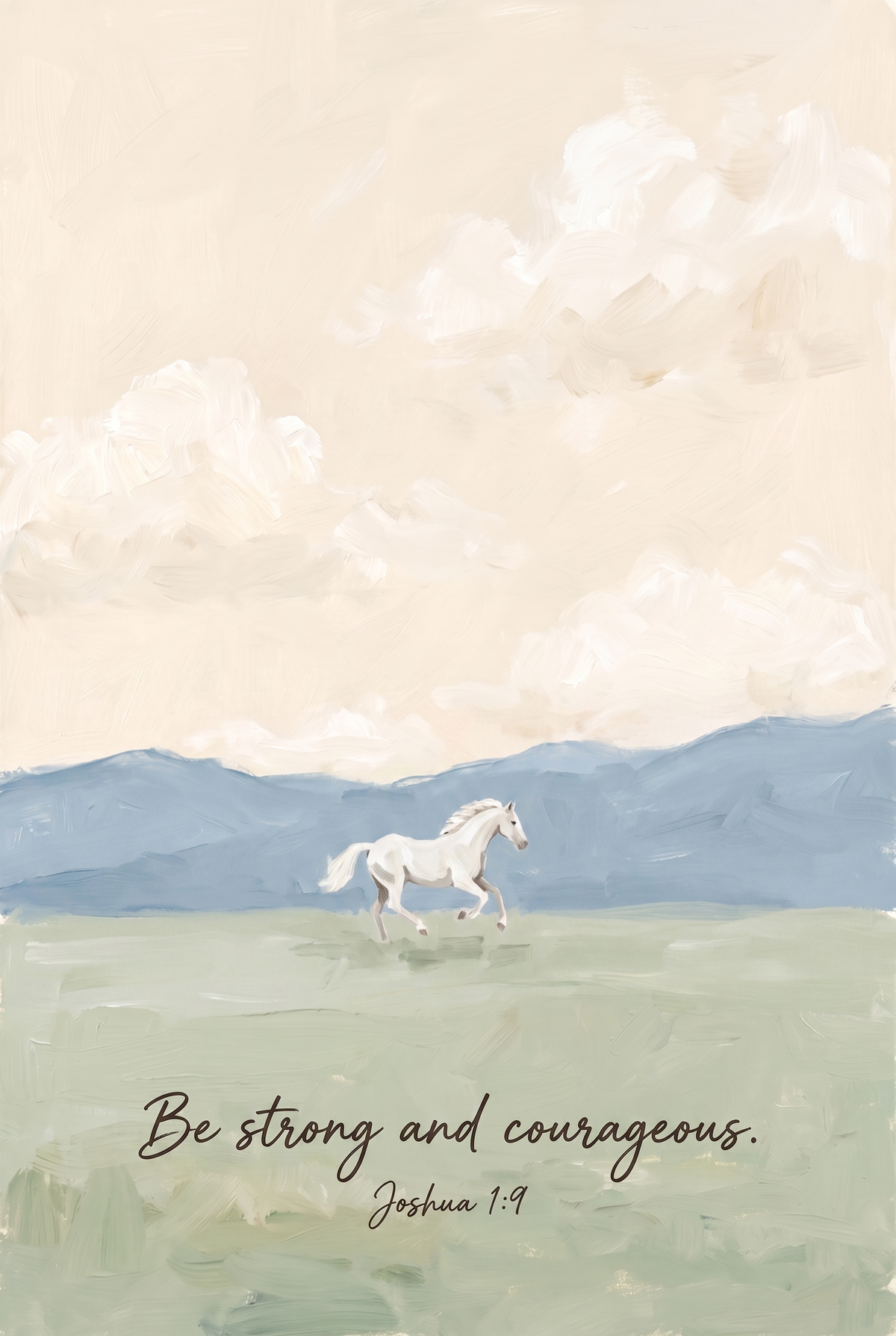 Joshua Scripture White Horse Wall Art - Courageous Spirit Gallop