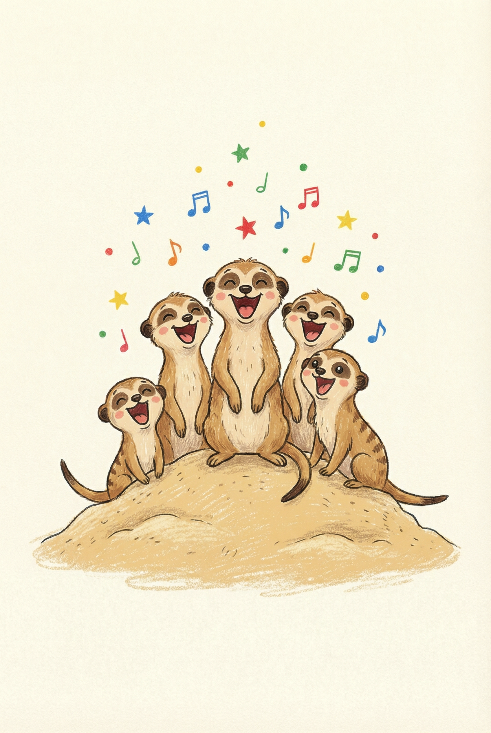 Joyful Singing Savanna Meerkats Wall Art - Singing Meerkat Choir