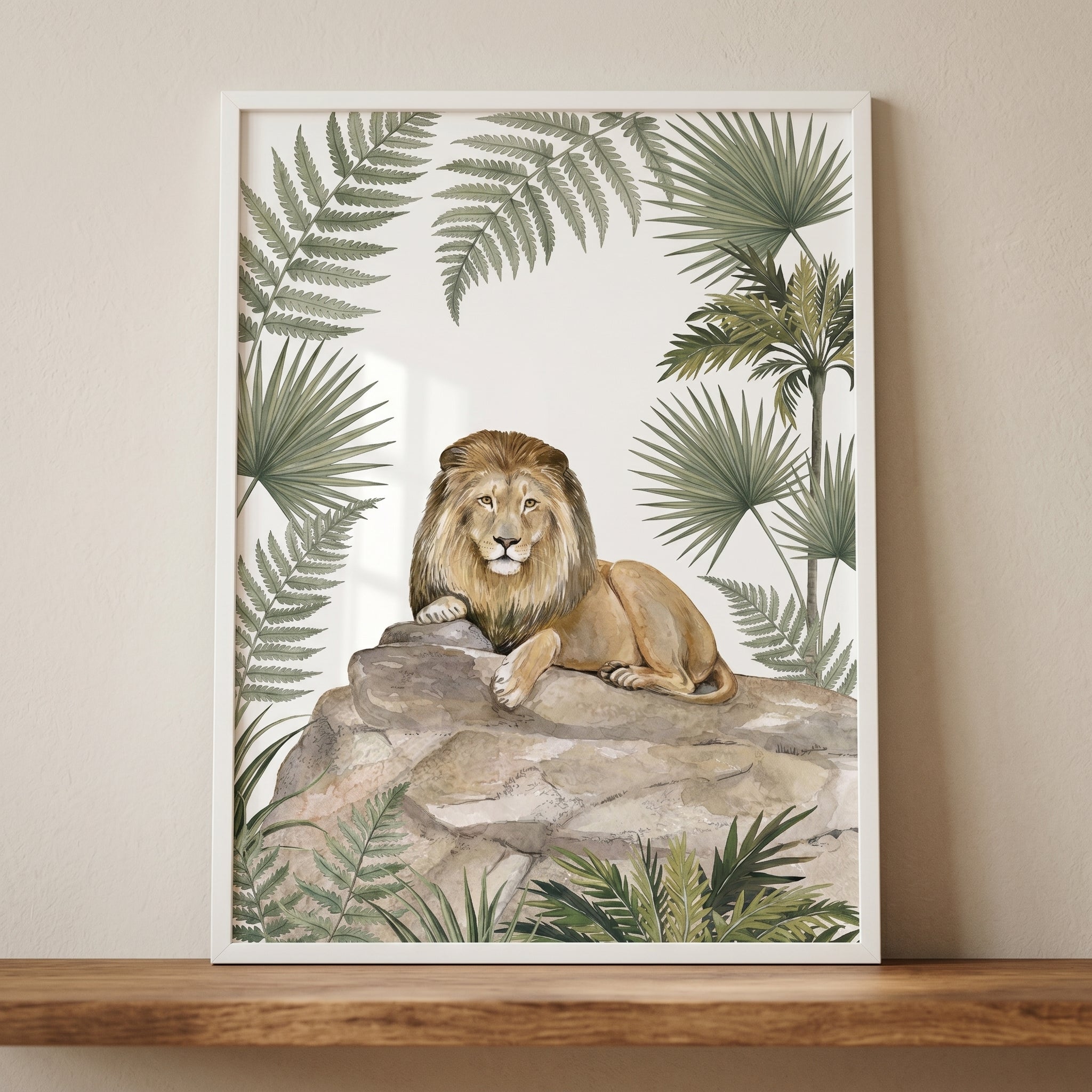 Jungle Foliage Lion Wall Art - Majestic Jungle Lion