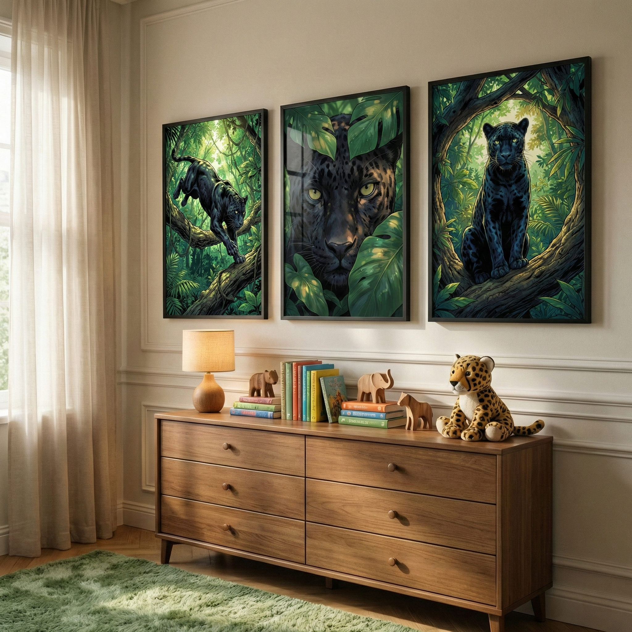 Jungle Panther Print Set of 3 - Golden Eye Stalker