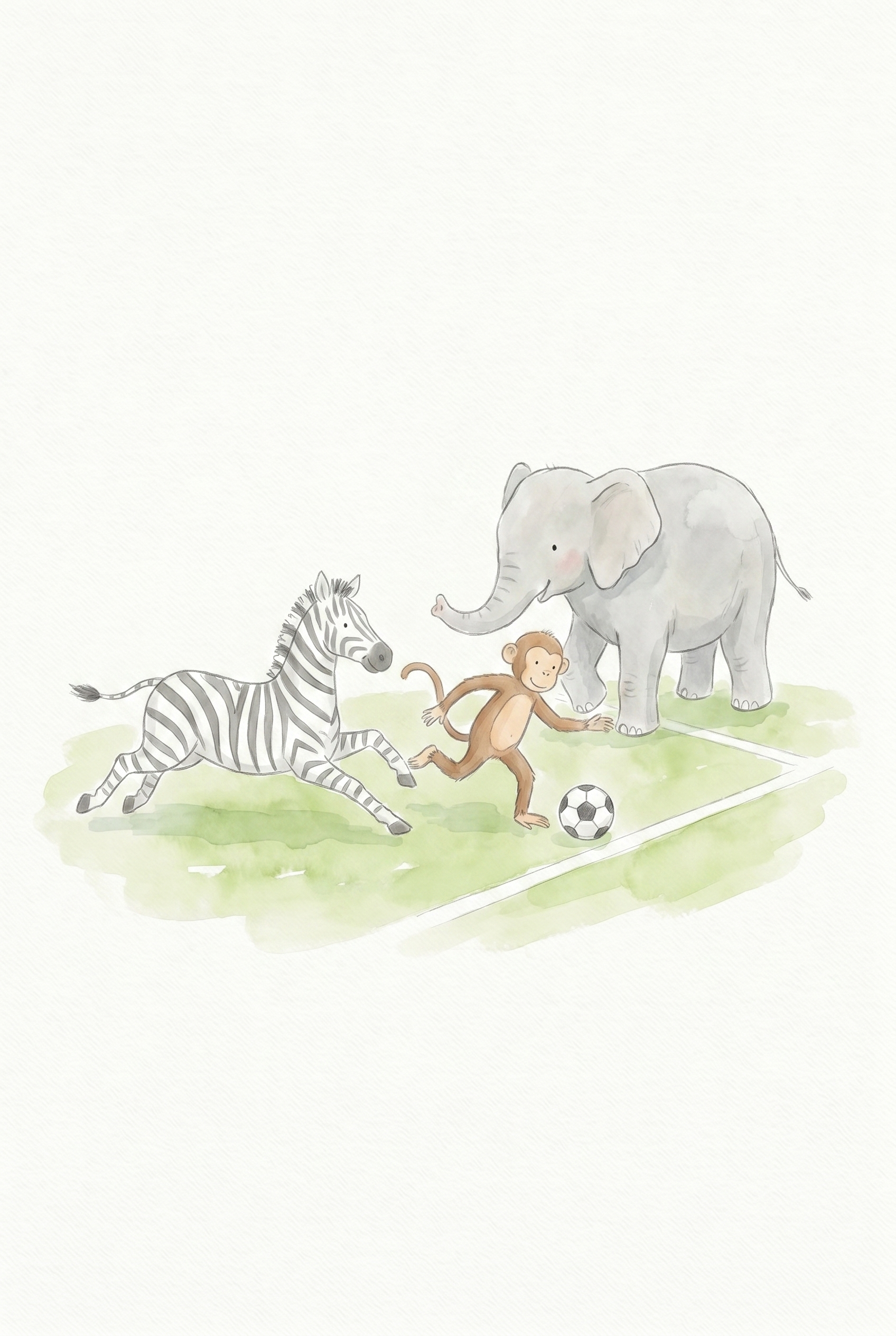 Kicking Ball Brown Animals Wall Art - Jungle Soccer Match
