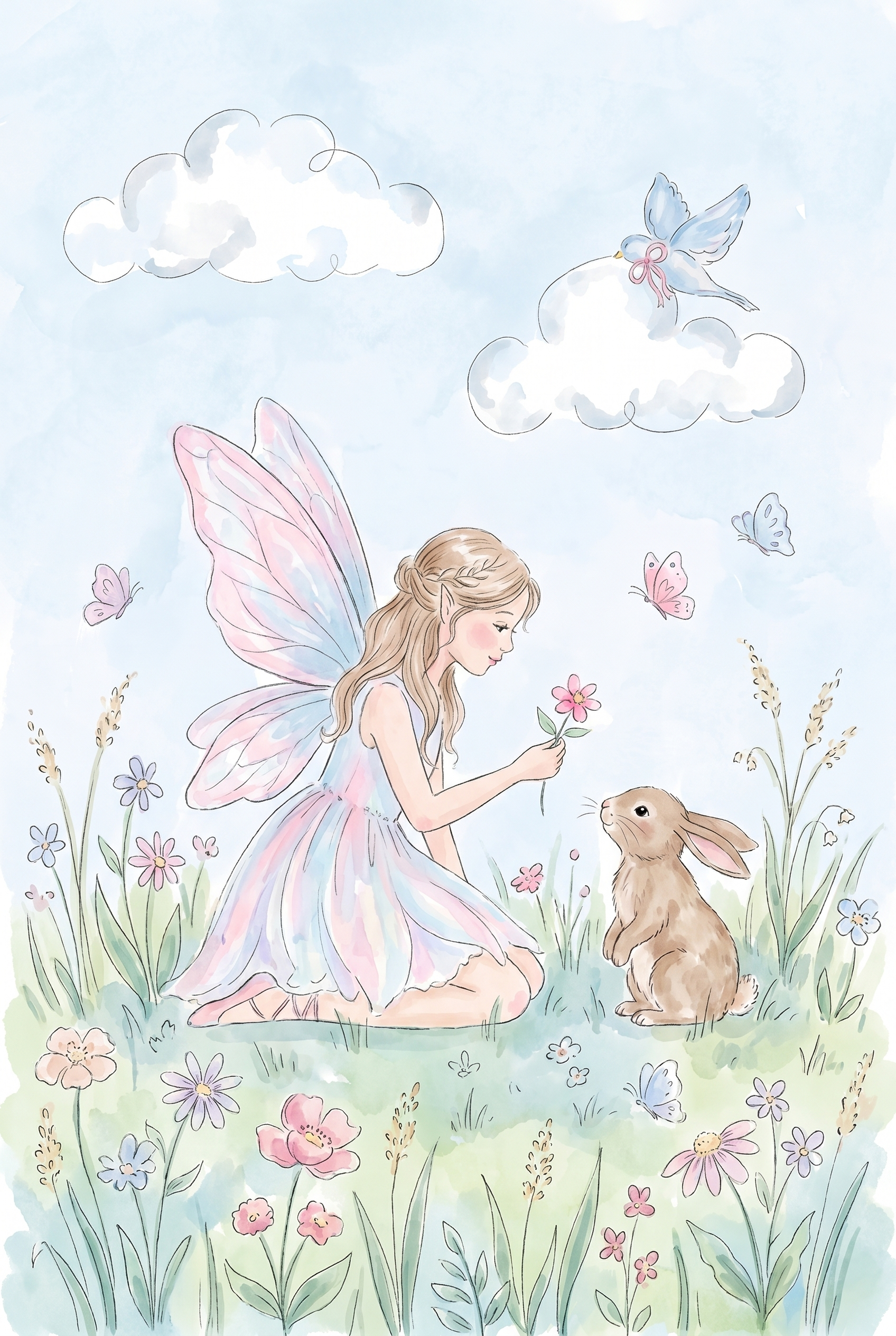 Kneeling Meadow Garden Fairy Wall Art - Meadow Magic