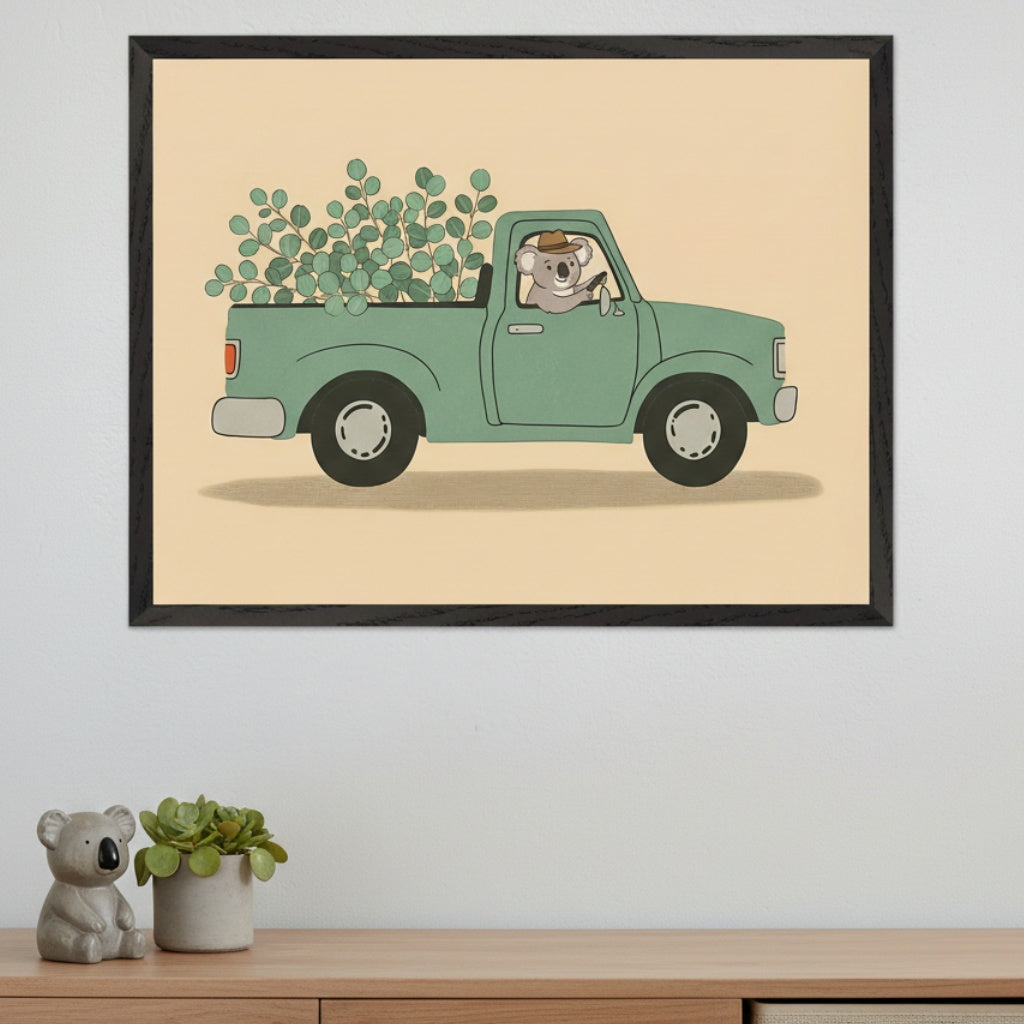 Eucalyptus Express - Koala Framed Wall Art for Nursery, Playroom or Kids Bedrooms