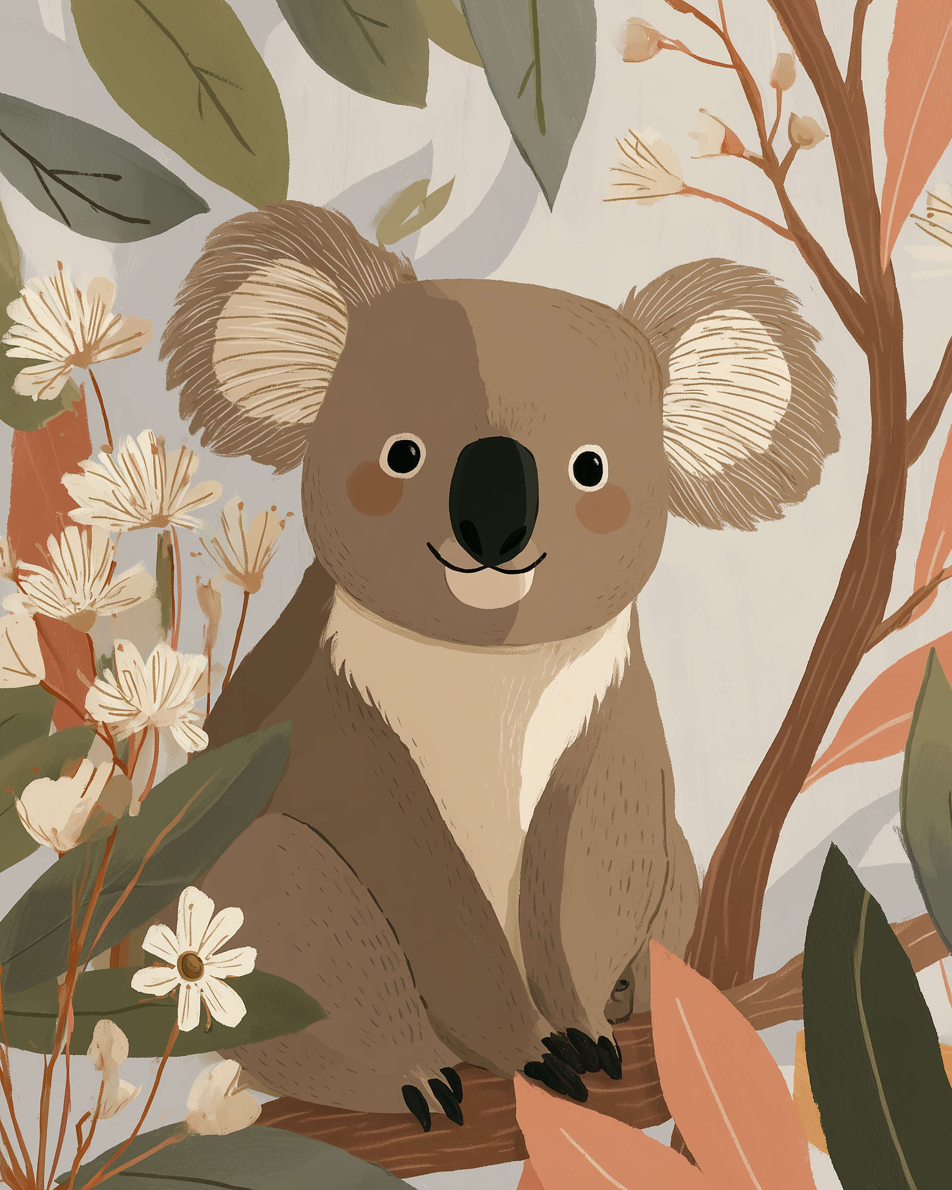Woodland Koala Wall Art for Nursery, Playroom or Kids Bedrooms - Forest Animal Decor - Cheeky Chews
