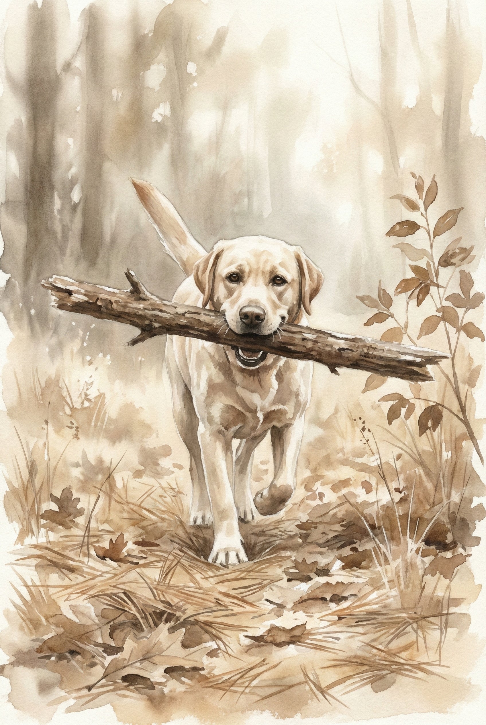 Labrador Retriever Watercolor Style Wall Art - Faithful Forest Friend