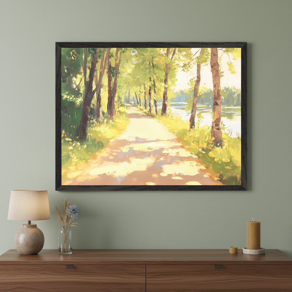 Sunlit Pathway - Landscape Wall Art for Living Room, Bedroom or Office