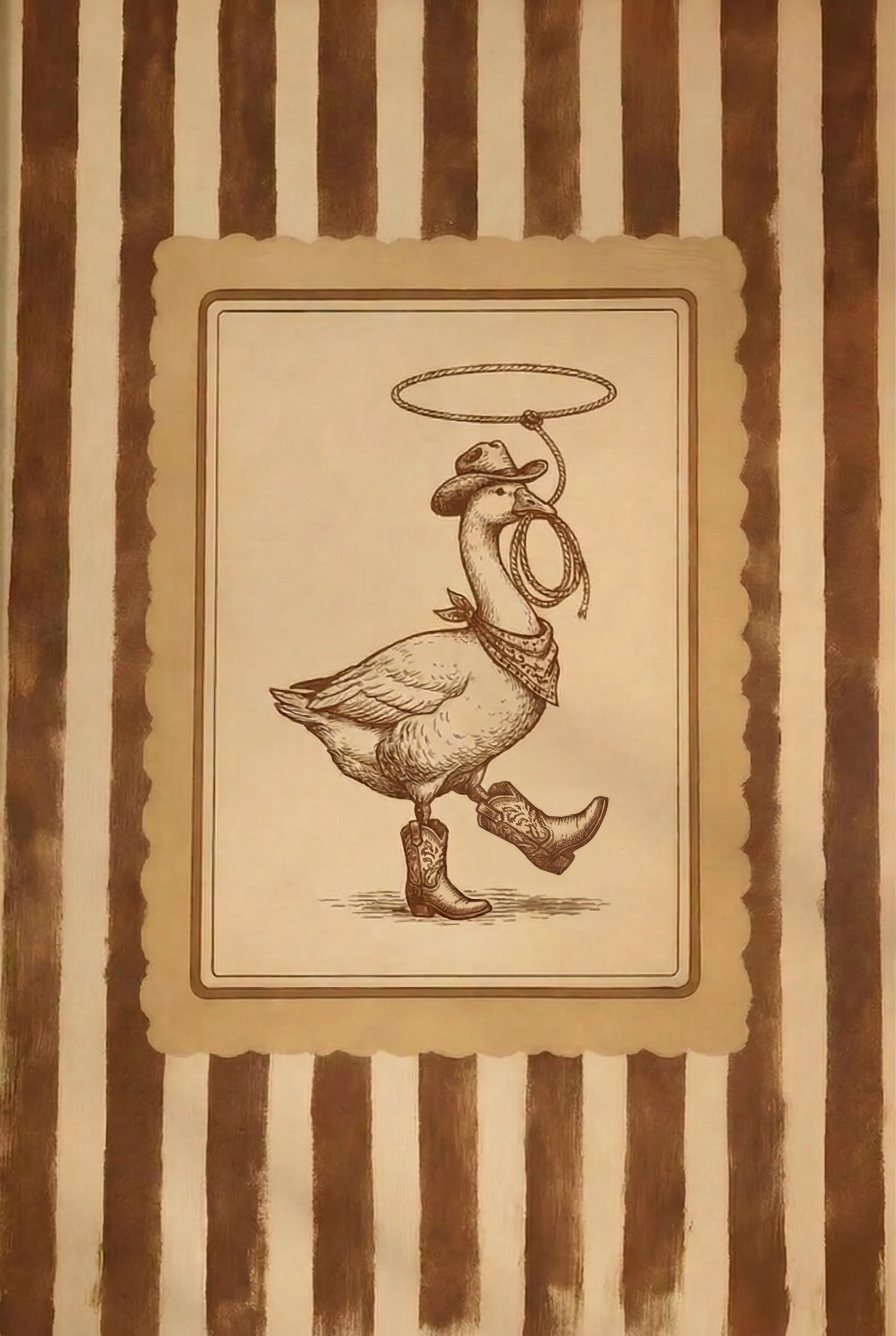 Lasso Spinning Cowboy Goose Wall Art - The Feathered Outlaw