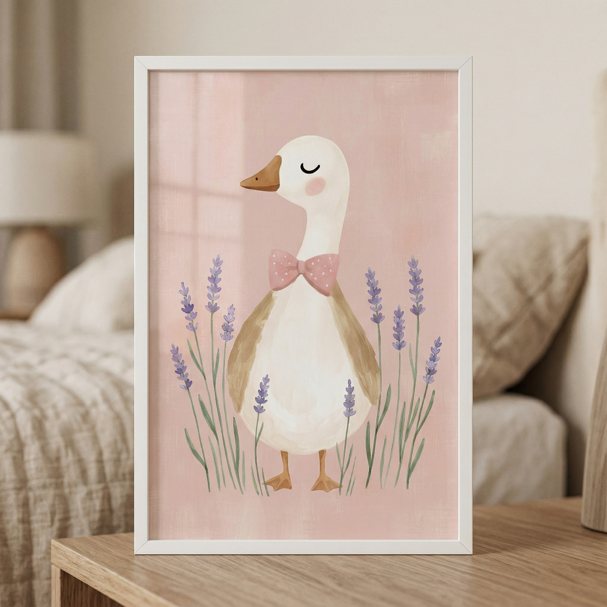 Pink Goose Nursery Wall Art - Lavender Fields Goose