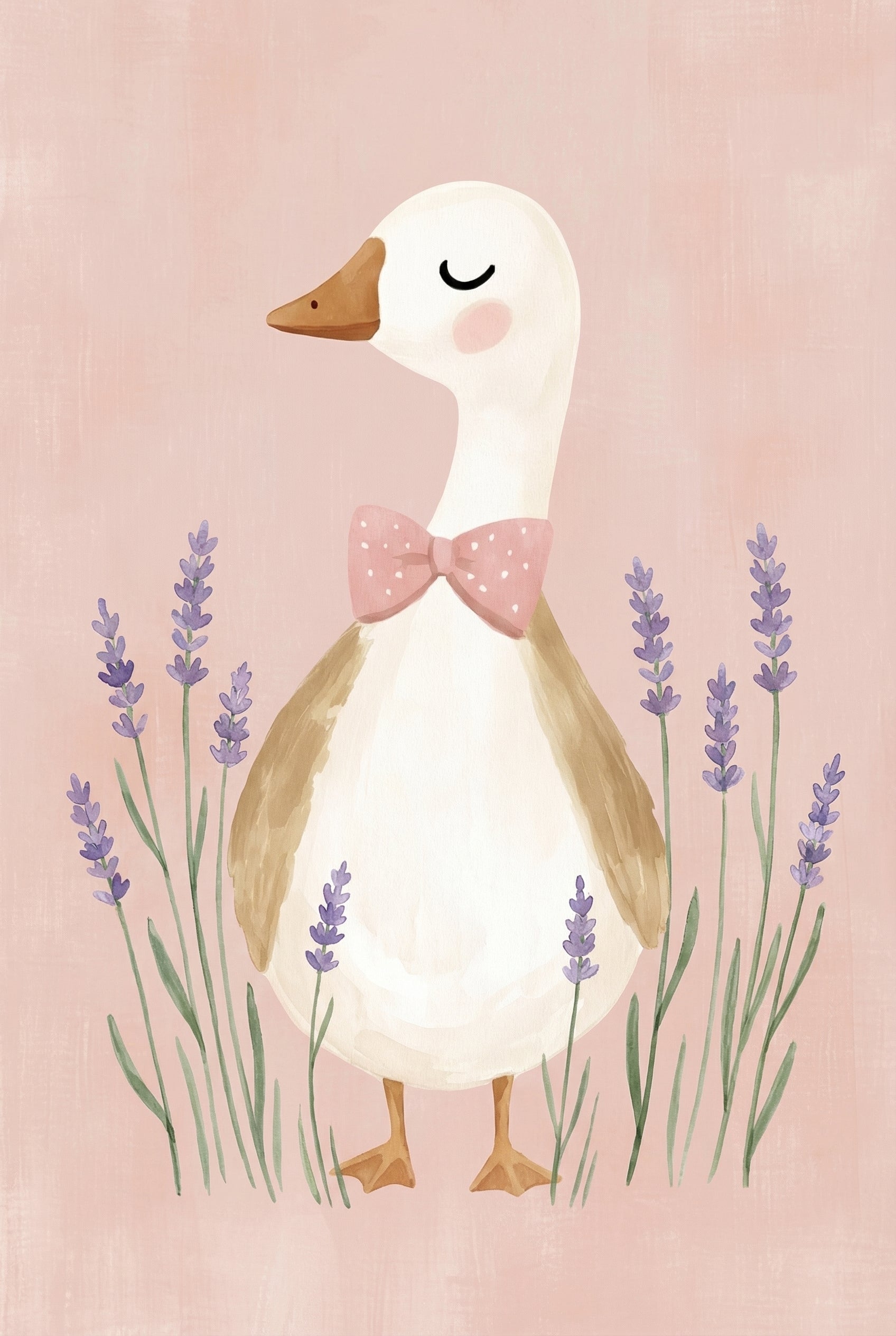 Pink Goose Nursery Wall Art - Lavender Fields Goose