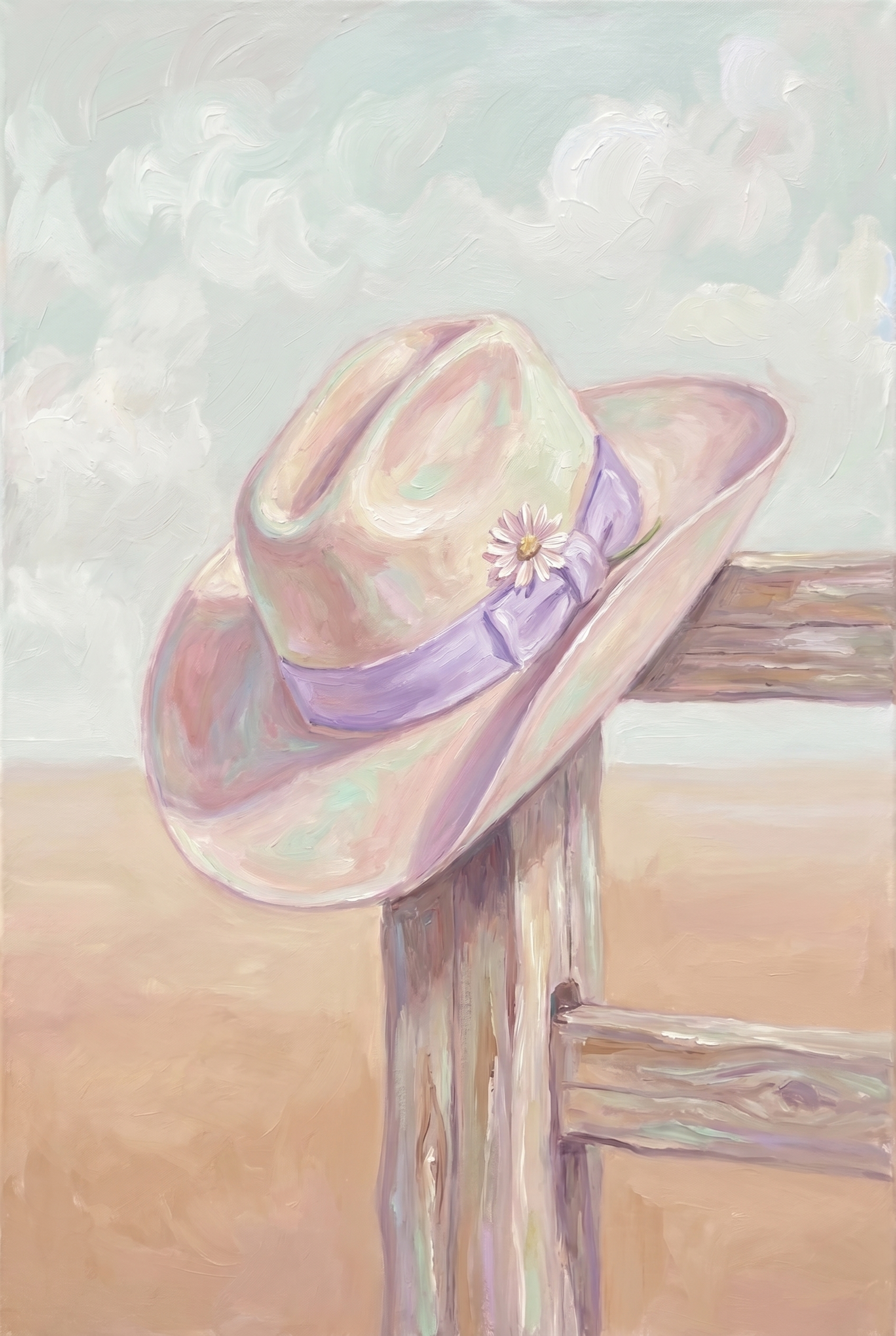Lavender Ribbon Cowboy Hat Wall Art - Lavender Ranch Hat
