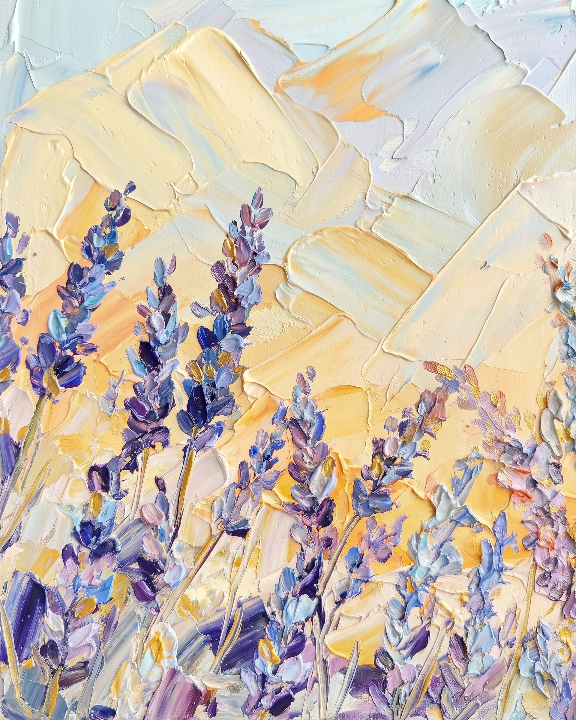 Golden Bloomscape - Lavender Framed Wall Art for Living Room, Bedroom or Office