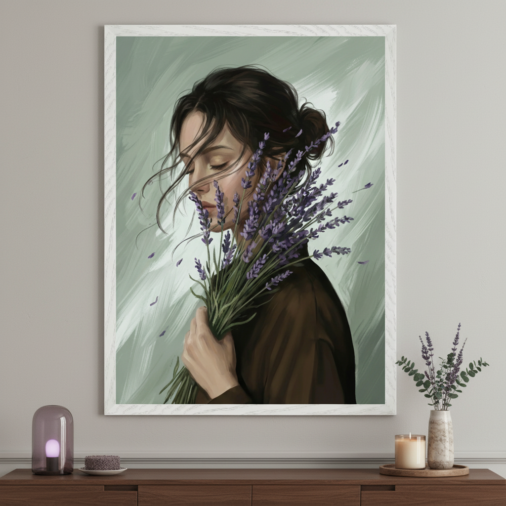 Whispering Blooms - Lavender Framed Wall Art for Living Room, Bedroom or Office