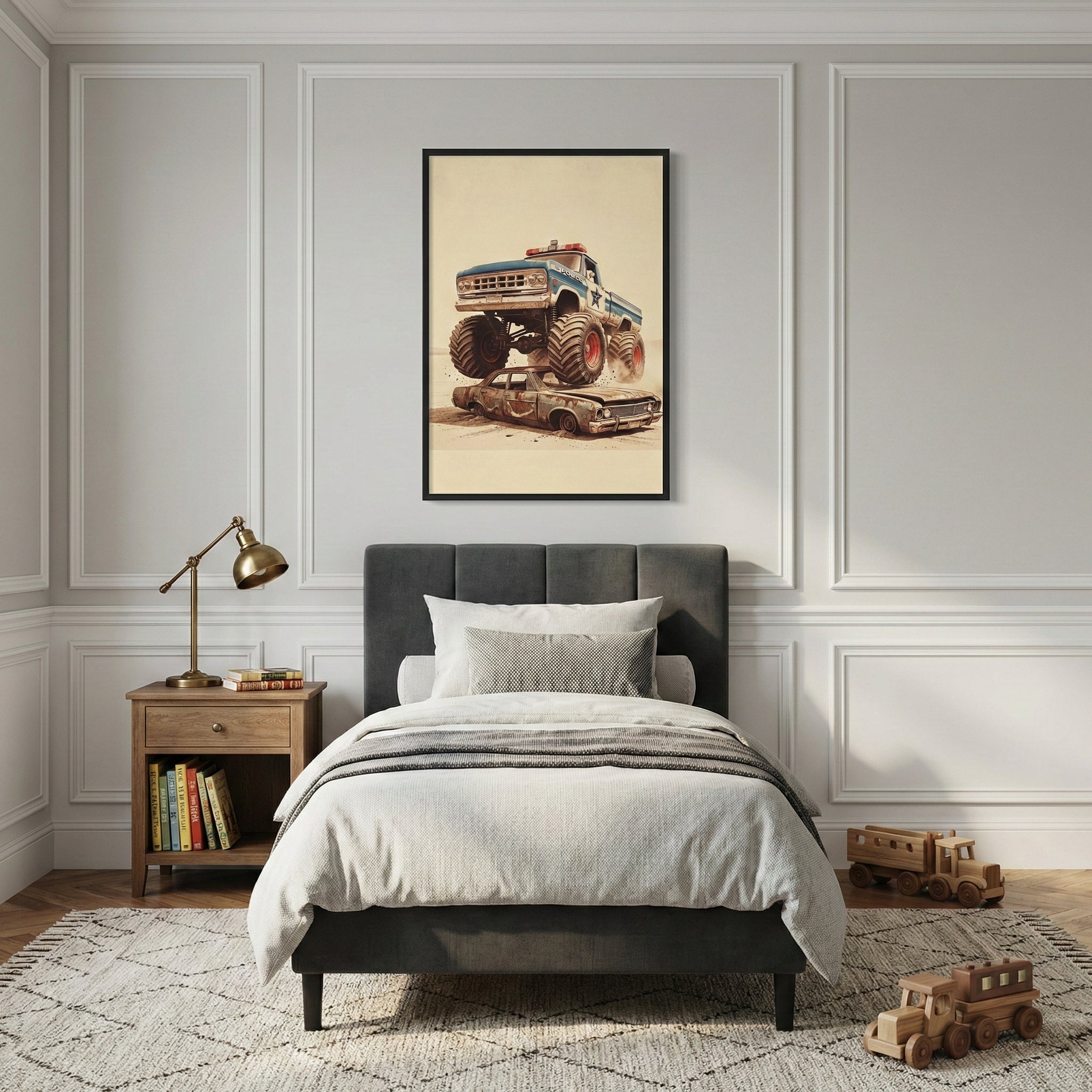 Faded Grandeur - Monster Truck Framed Wall Art for Living Room, Bedroom or Office