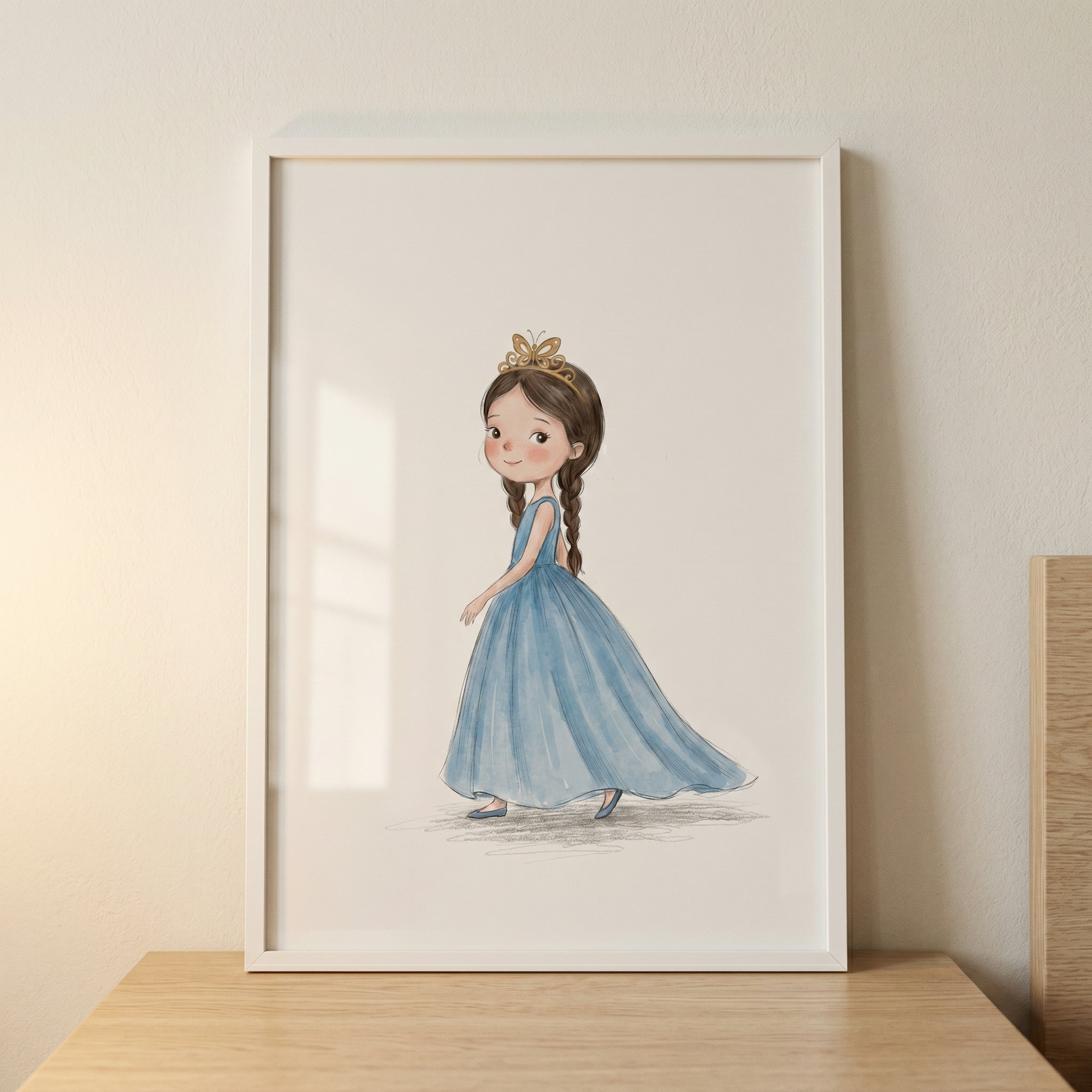 Layered Blue Gown Girl Wall Art - Little Blue Princess