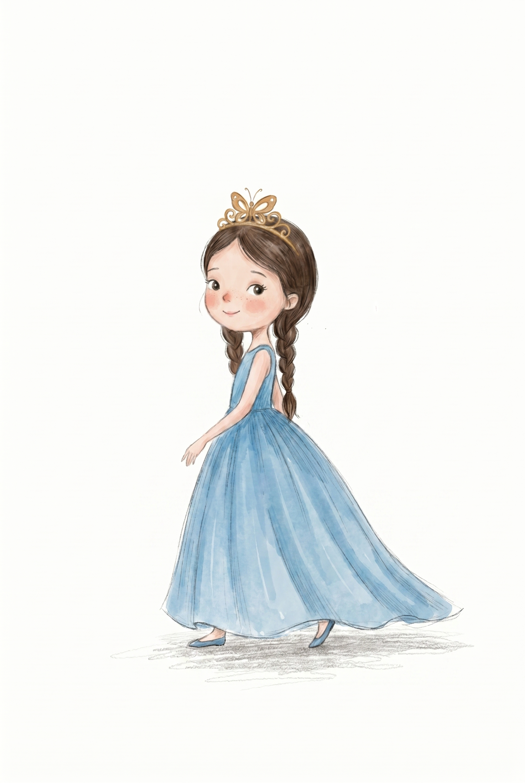 Layered Blue Gown Girl Wall Art - Little Blue Princess