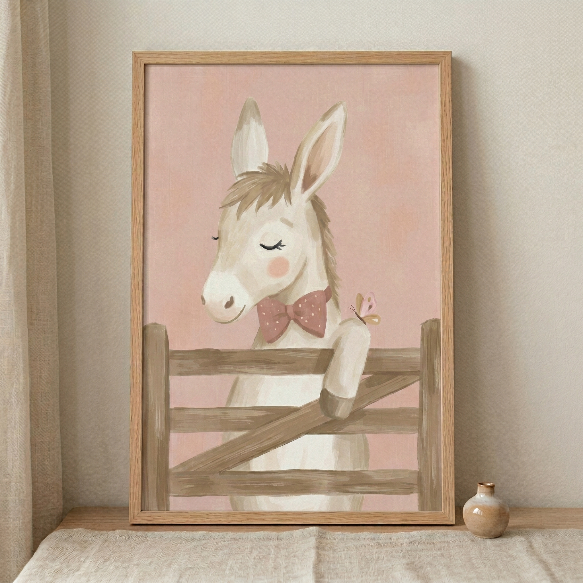 Leaning On Fence Donkey Wall Art - Gentle Donkey Friend