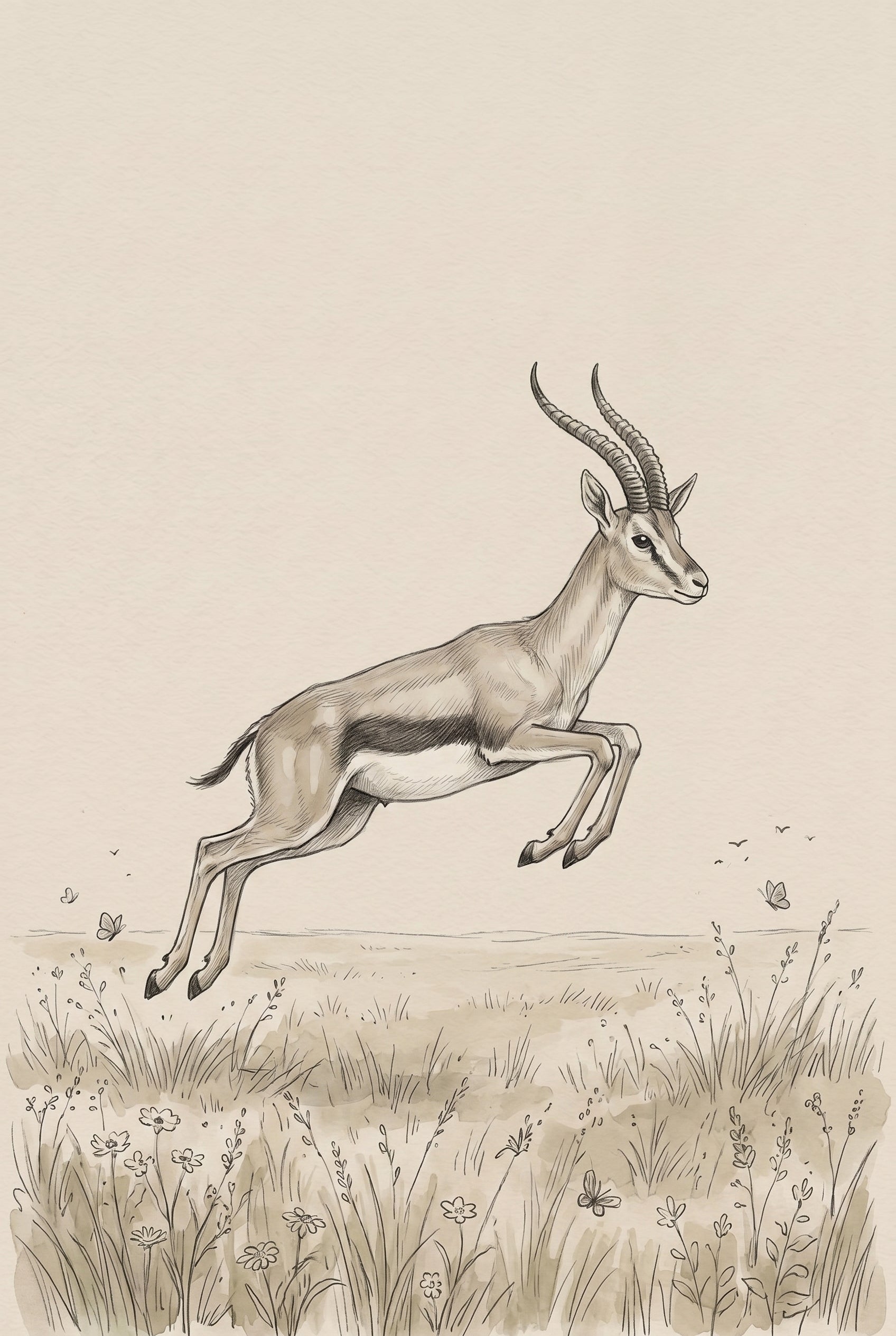 Leaping Savanna Safari Gazelle Wall Art - Graceful Savannah Leap