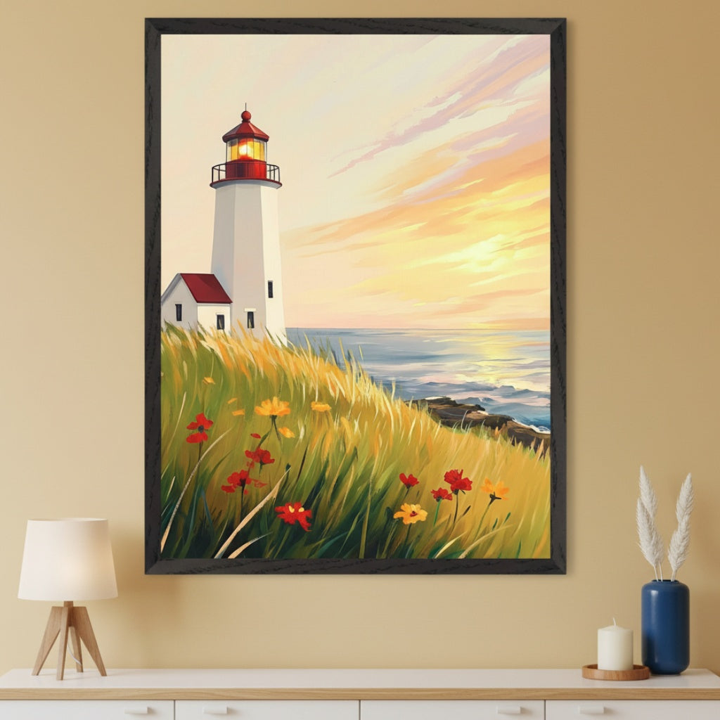 Luminous Shore - Lighthouse Wall Art for Living Room, Bedroom or Office