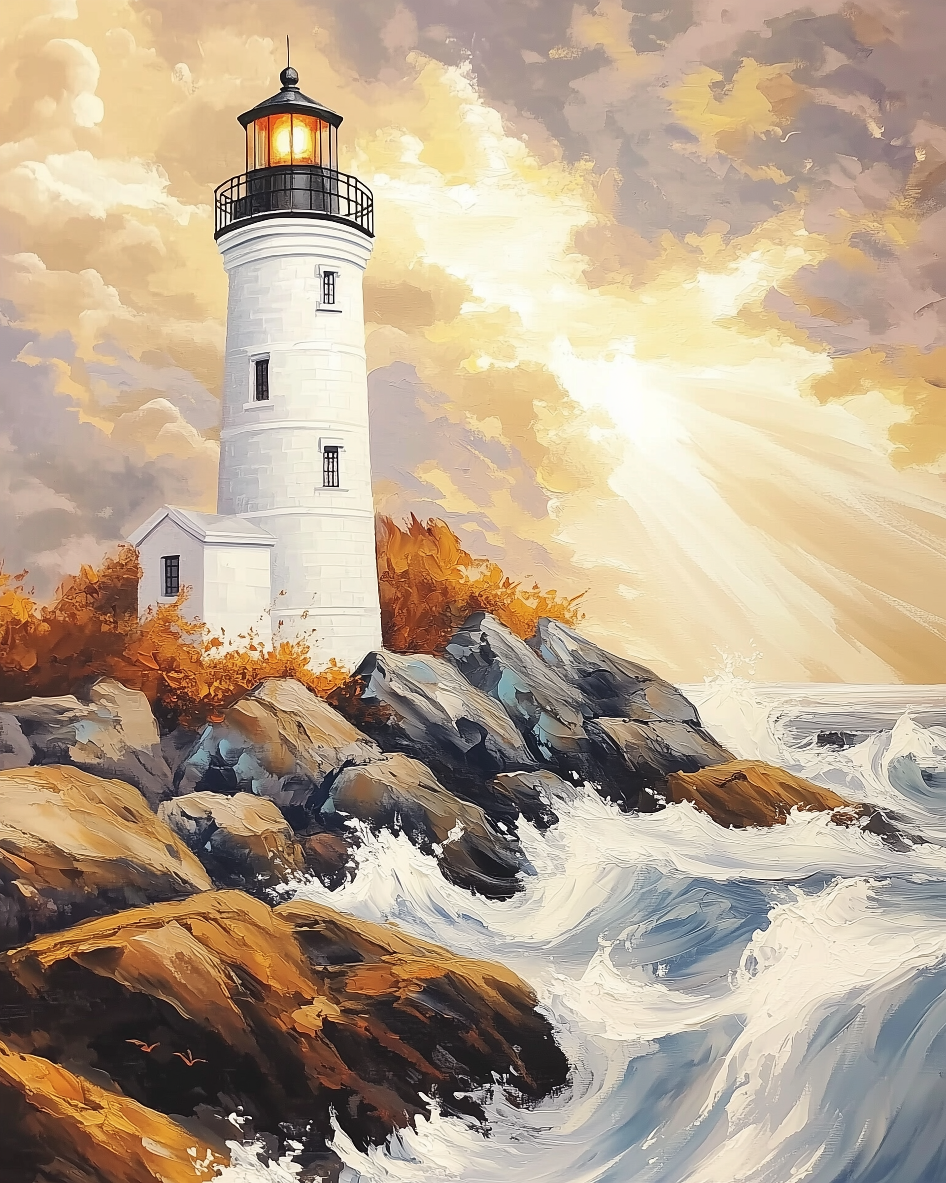Coastal Illumination - Lighthouse Wall Art for Living Room, Bedroom or Office