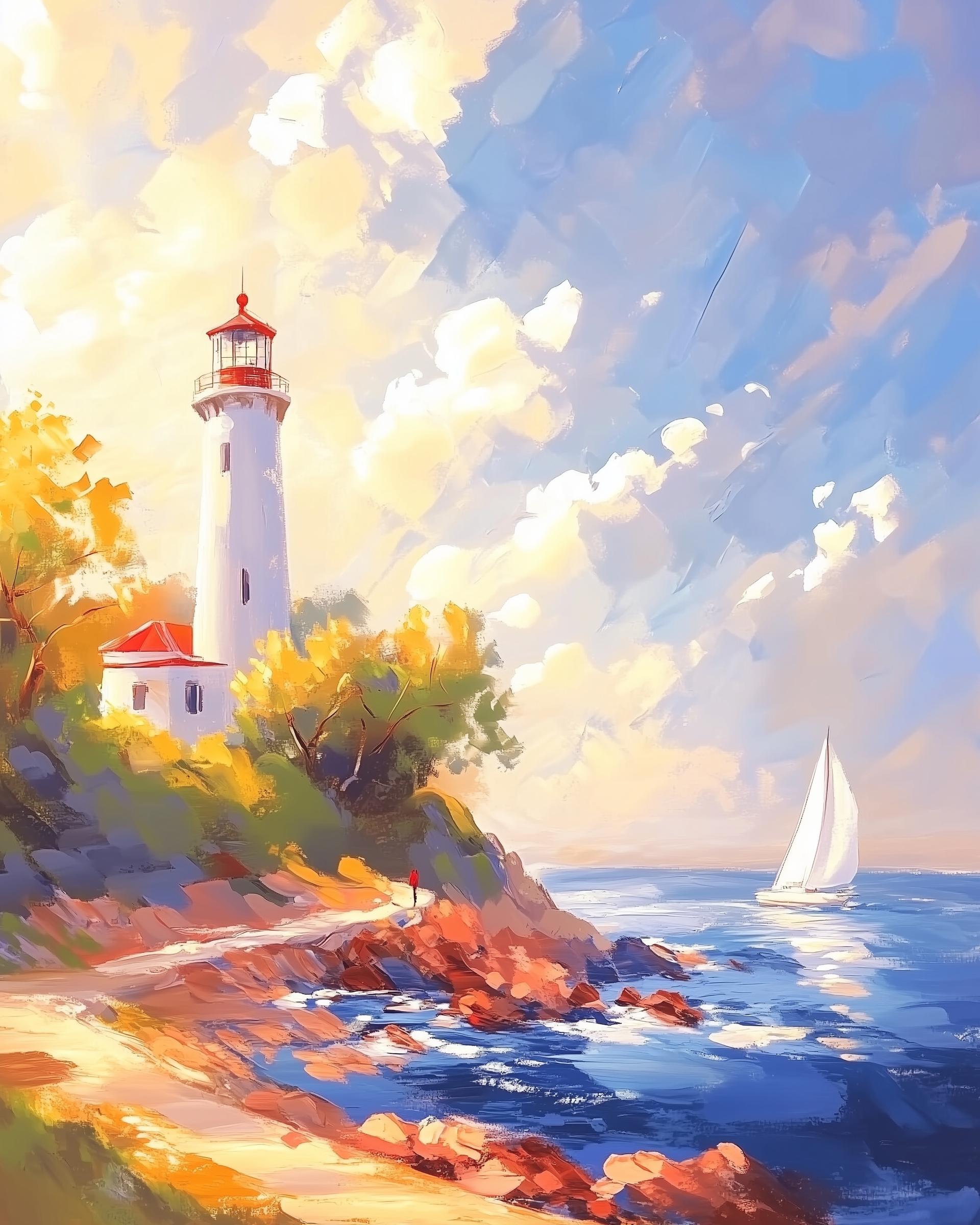 Serene Seascape - Lighthouse Wall Art for Living Room, Bedroom or Office