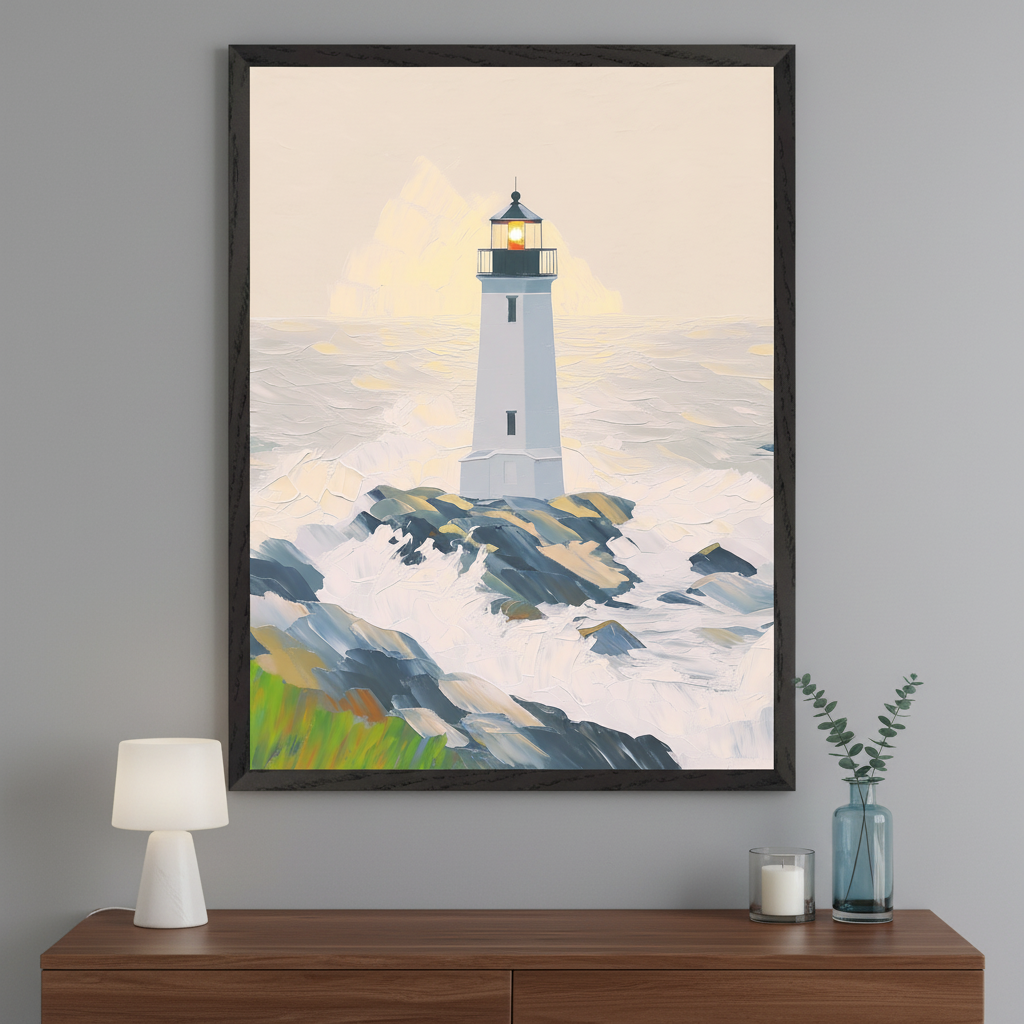 Whispering Tides - Lighthouse Wall Art for Living Room, Bedroom or Office