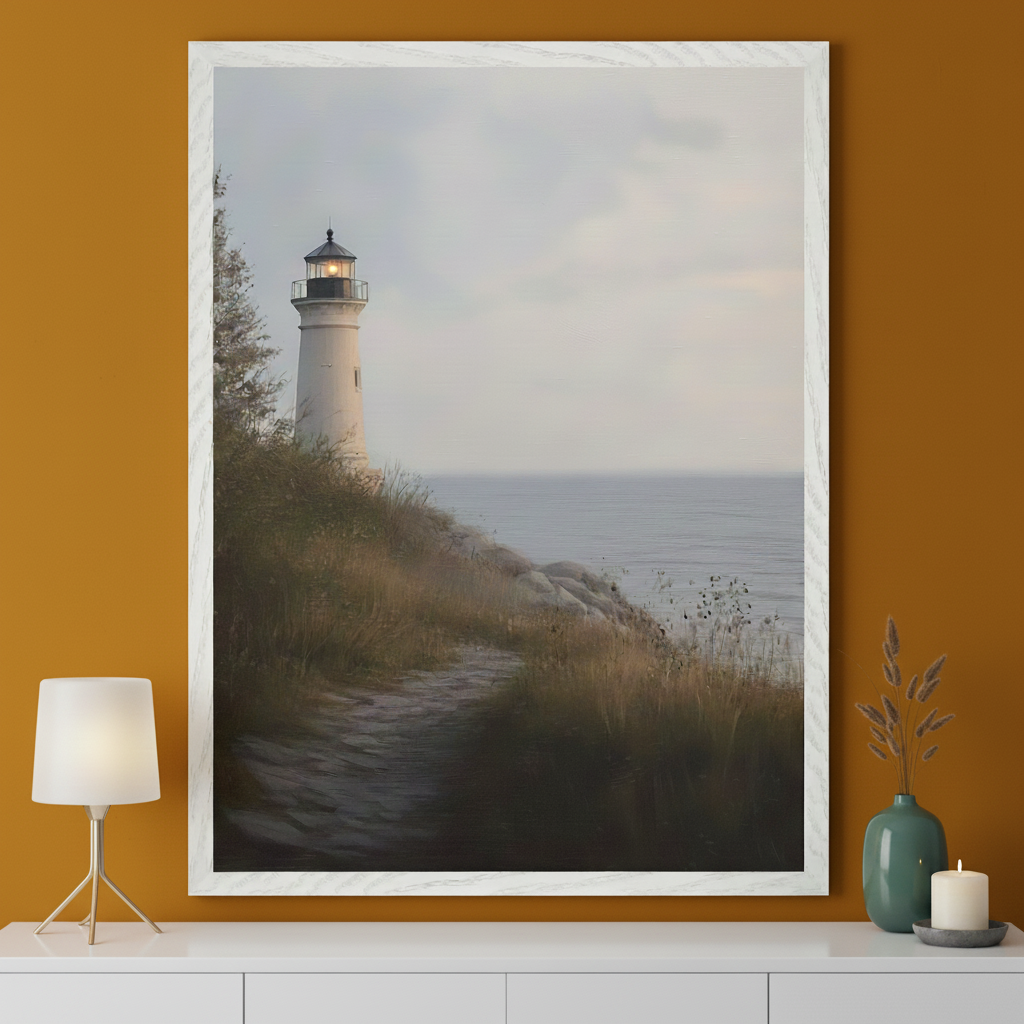 Serene Lumina - Lighthouse Framed Wall Art for Living Room, Bedroom or Office