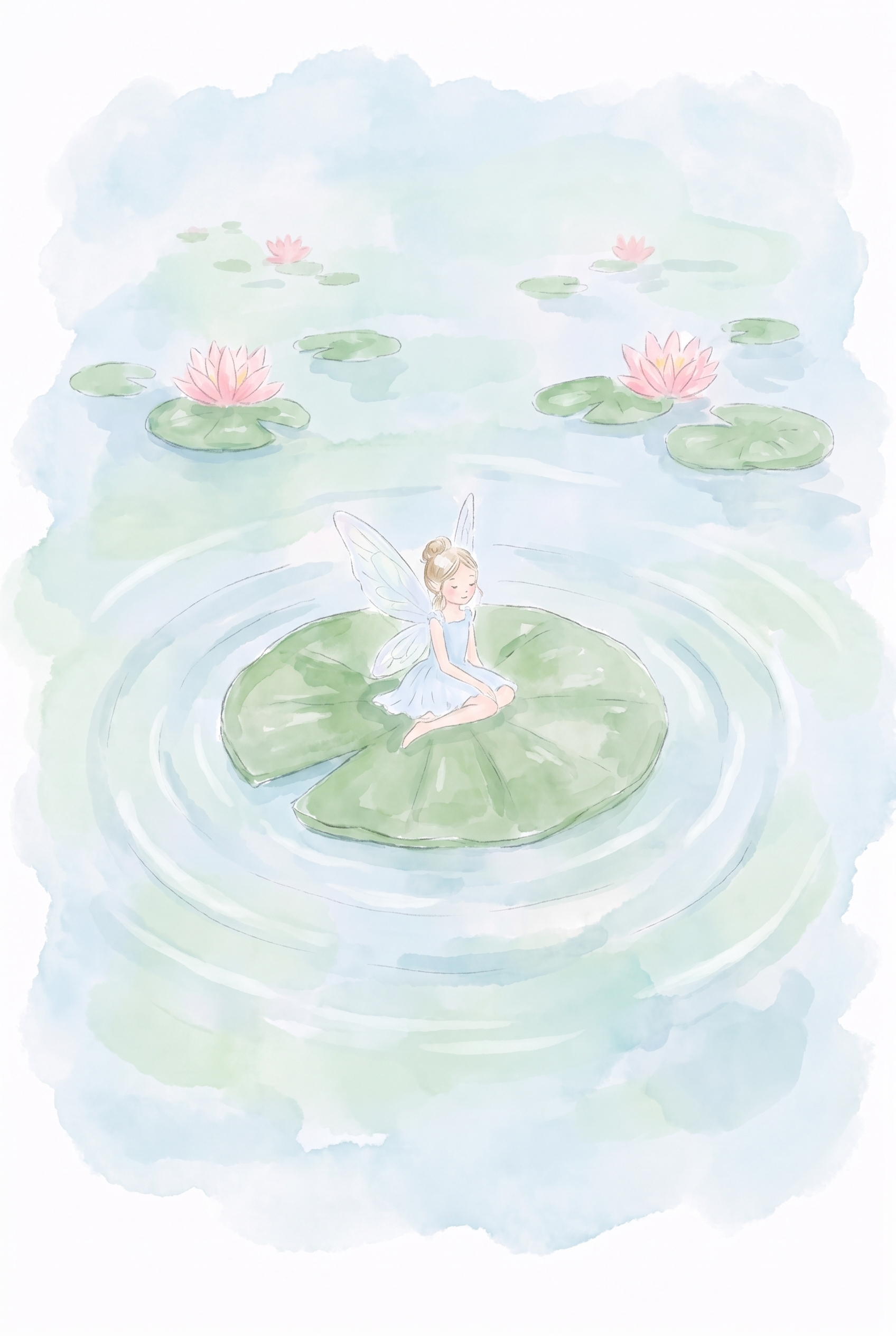 Lily Pad Fairy Wall Art - Serene Pond Fairy