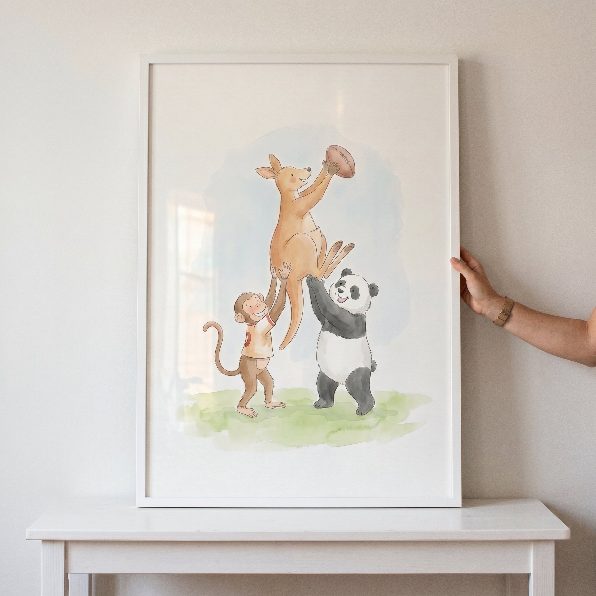 Lineout Lifting Rugby Animals Wall Art - Animal Teamwork Play