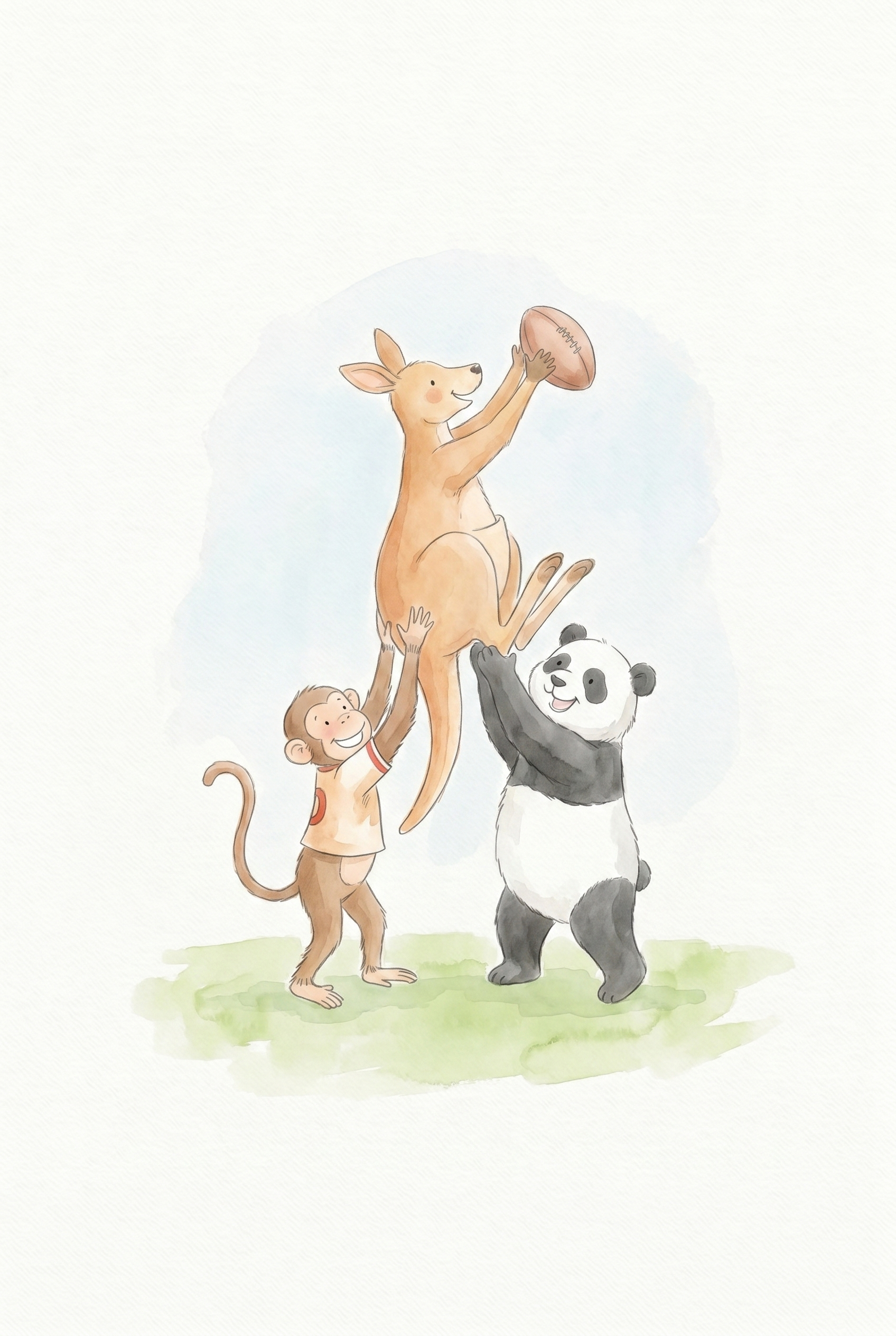 Lineout Lifting Rugby Animals Wall Art - Animal Teamwork Play
