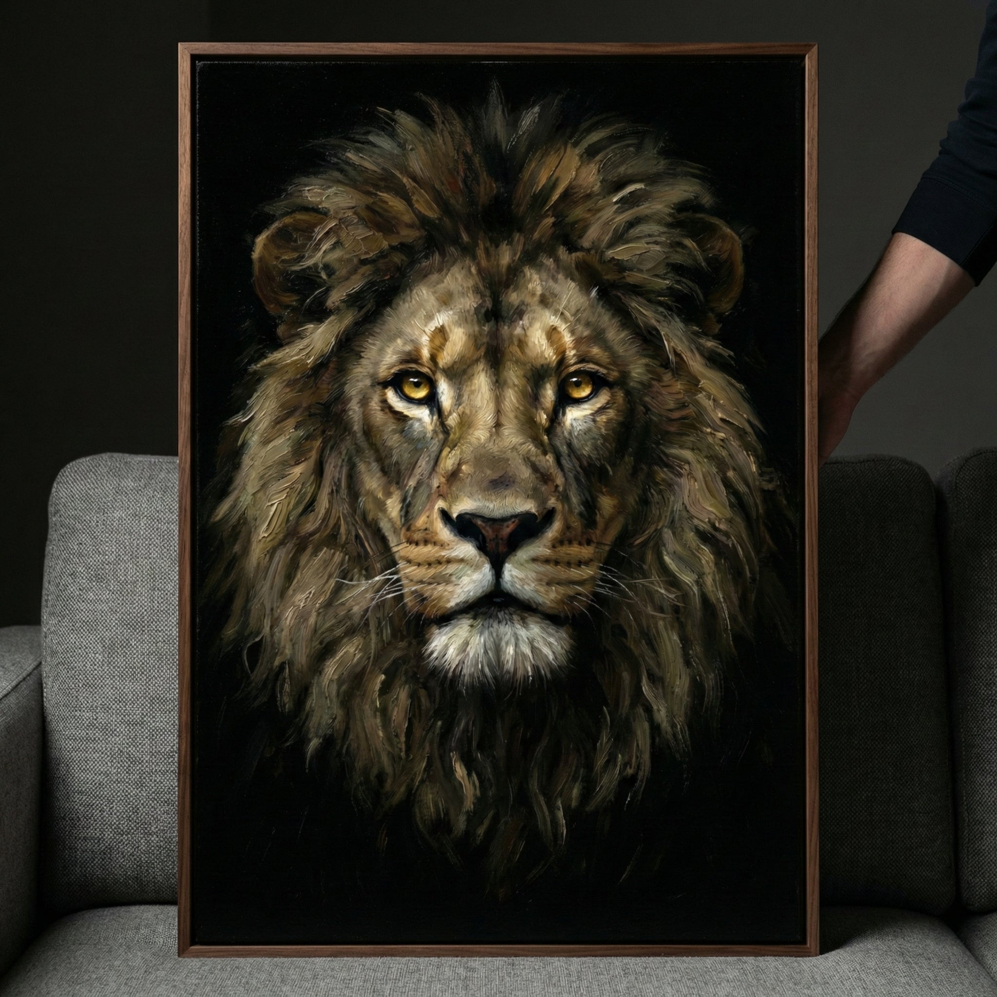 Lion Gaze - Lion Framed Wall Art for Living Room, Bedroom or Office
