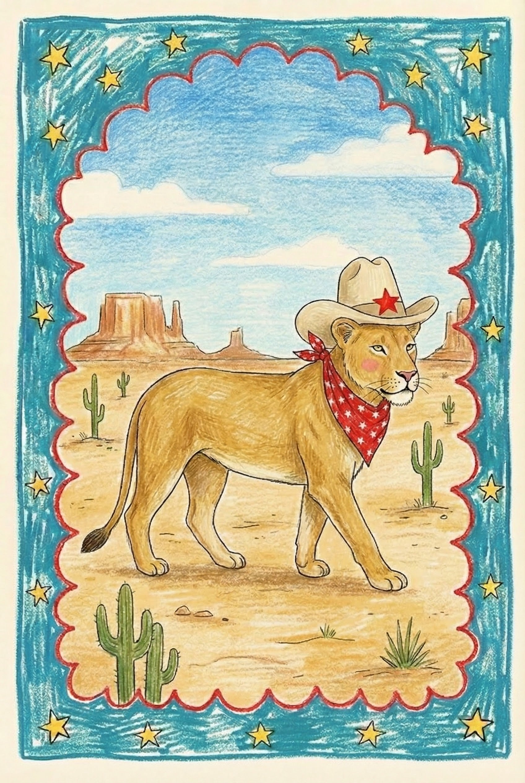 Bandana Belle - Cowboy Framed Wall Art for Nursery, Playroom or Kids Bedrooms